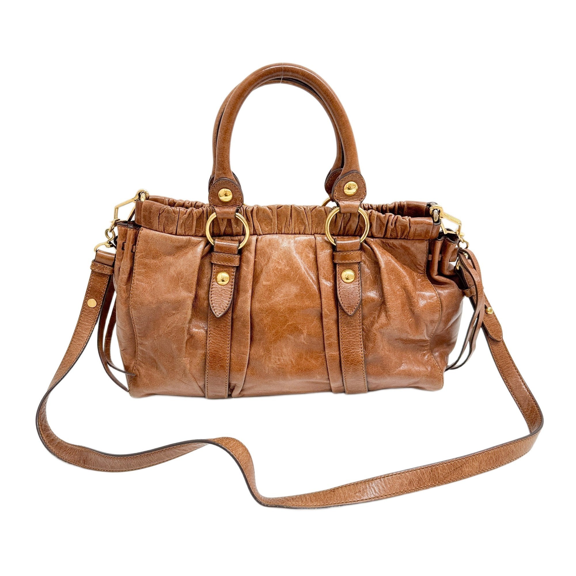 Vitello Brown Leather Two Way Bag