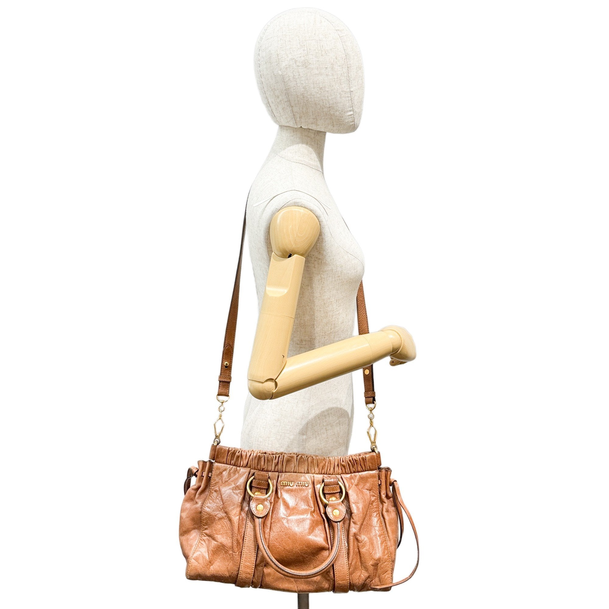 Vitello Brown Leather Two Way Bag