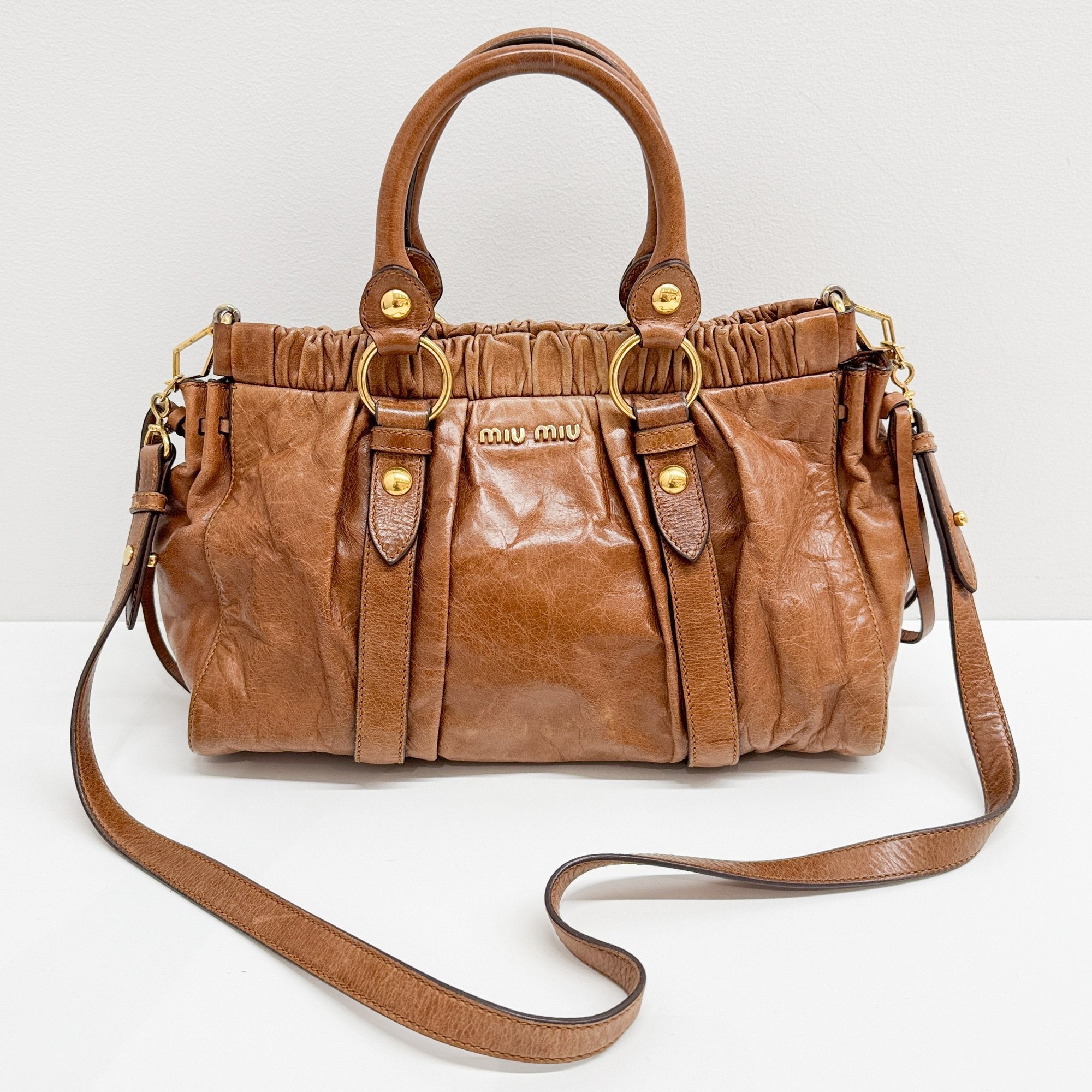 Vitello Brown Leather Two Way Bag