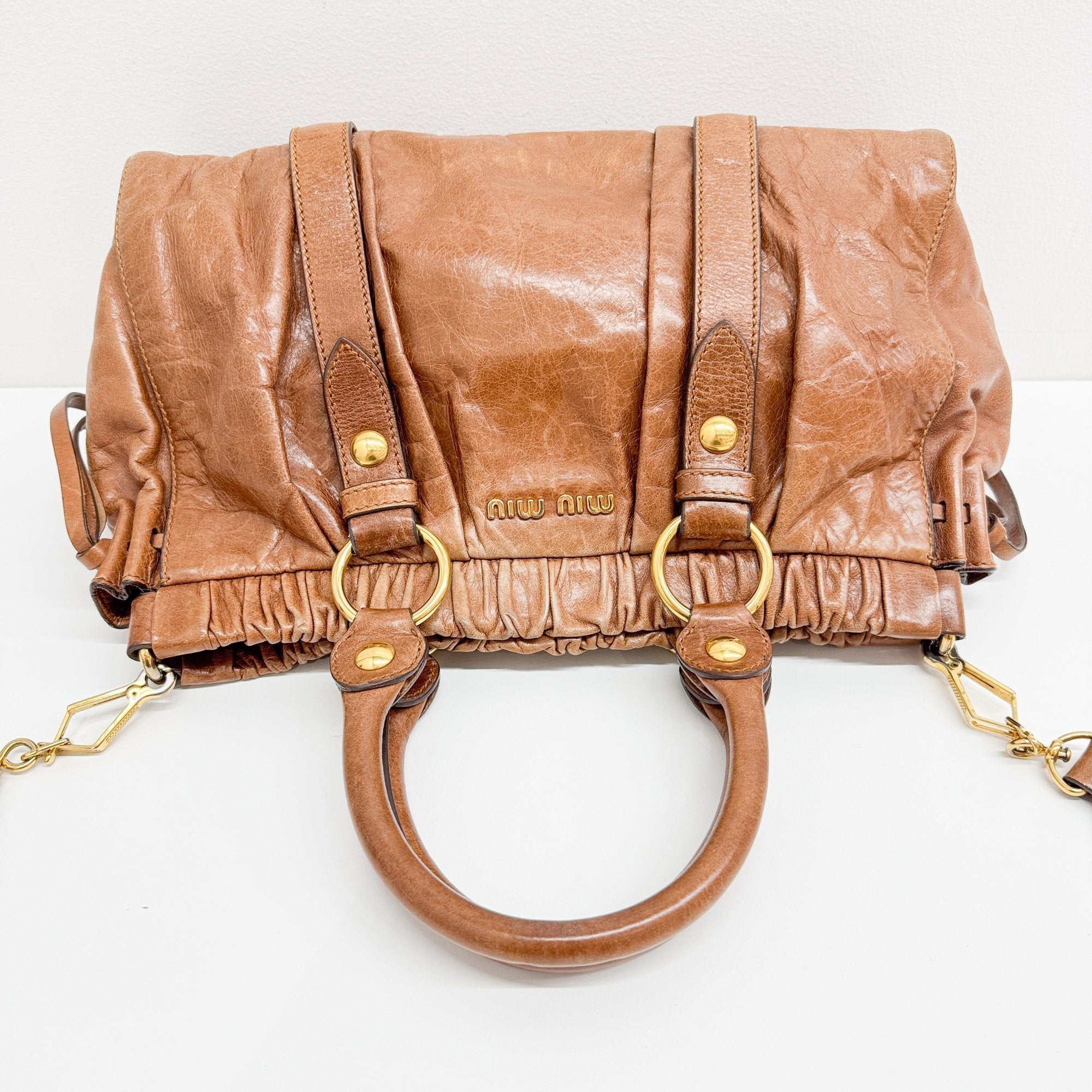 Vitello Brown Leather Two Way Bag