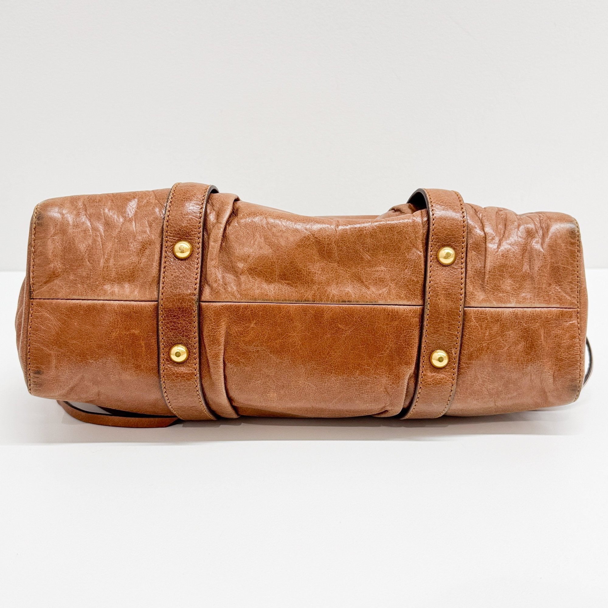 Vitello Brown Leather Two Way Bag