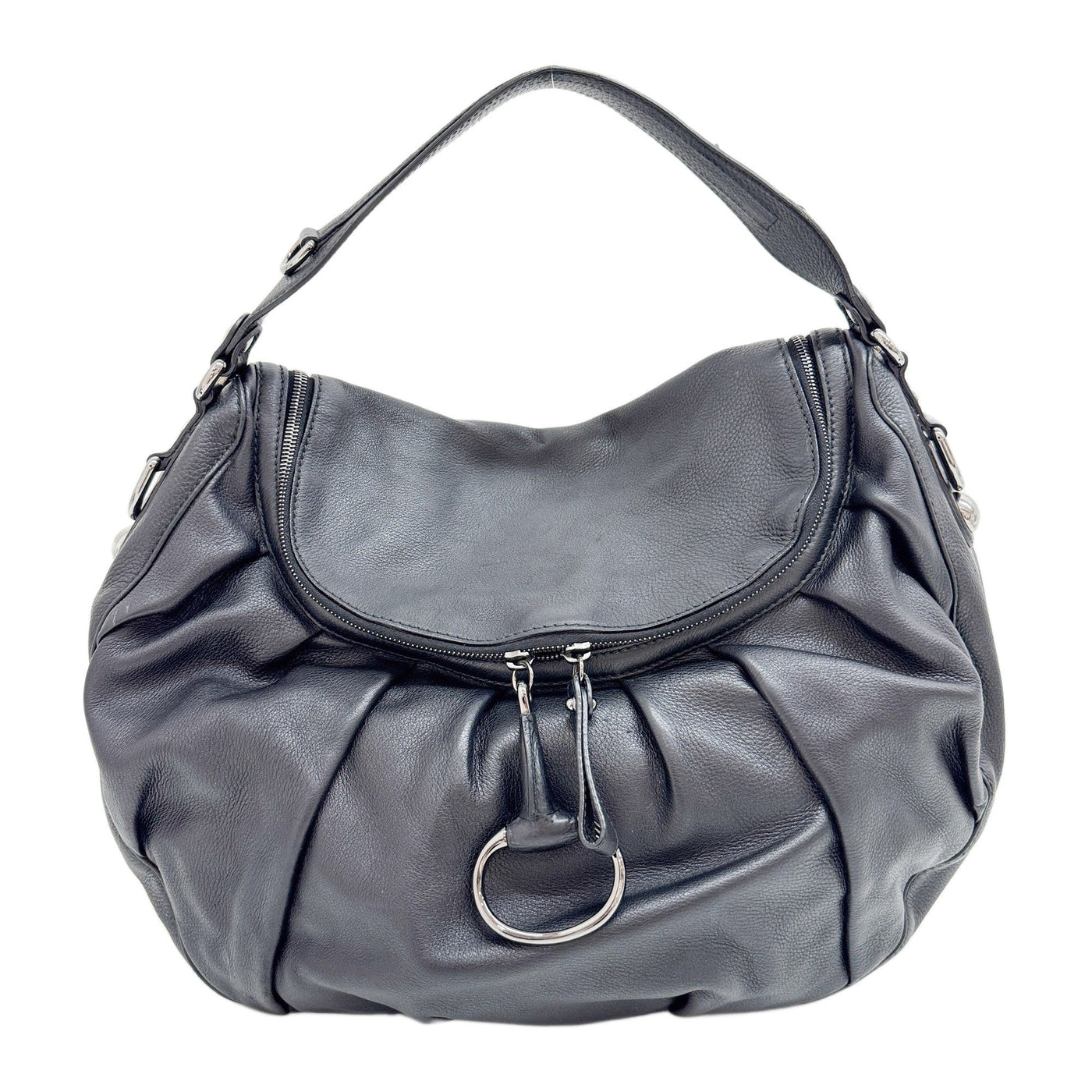 Icon Bit Black Leather Shoulder Bag