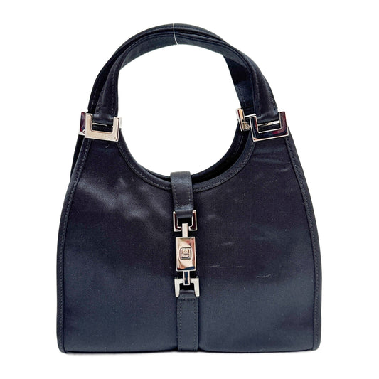 Mini Jackie Black Satin Hand Bag