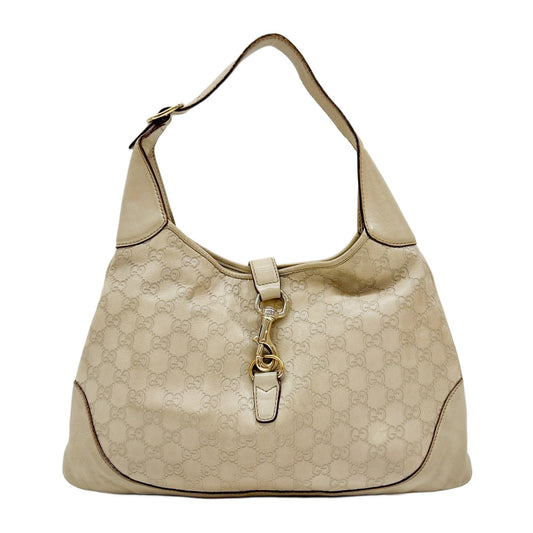 Jackie Eggshell White Monogram Leather Shoulder Bag