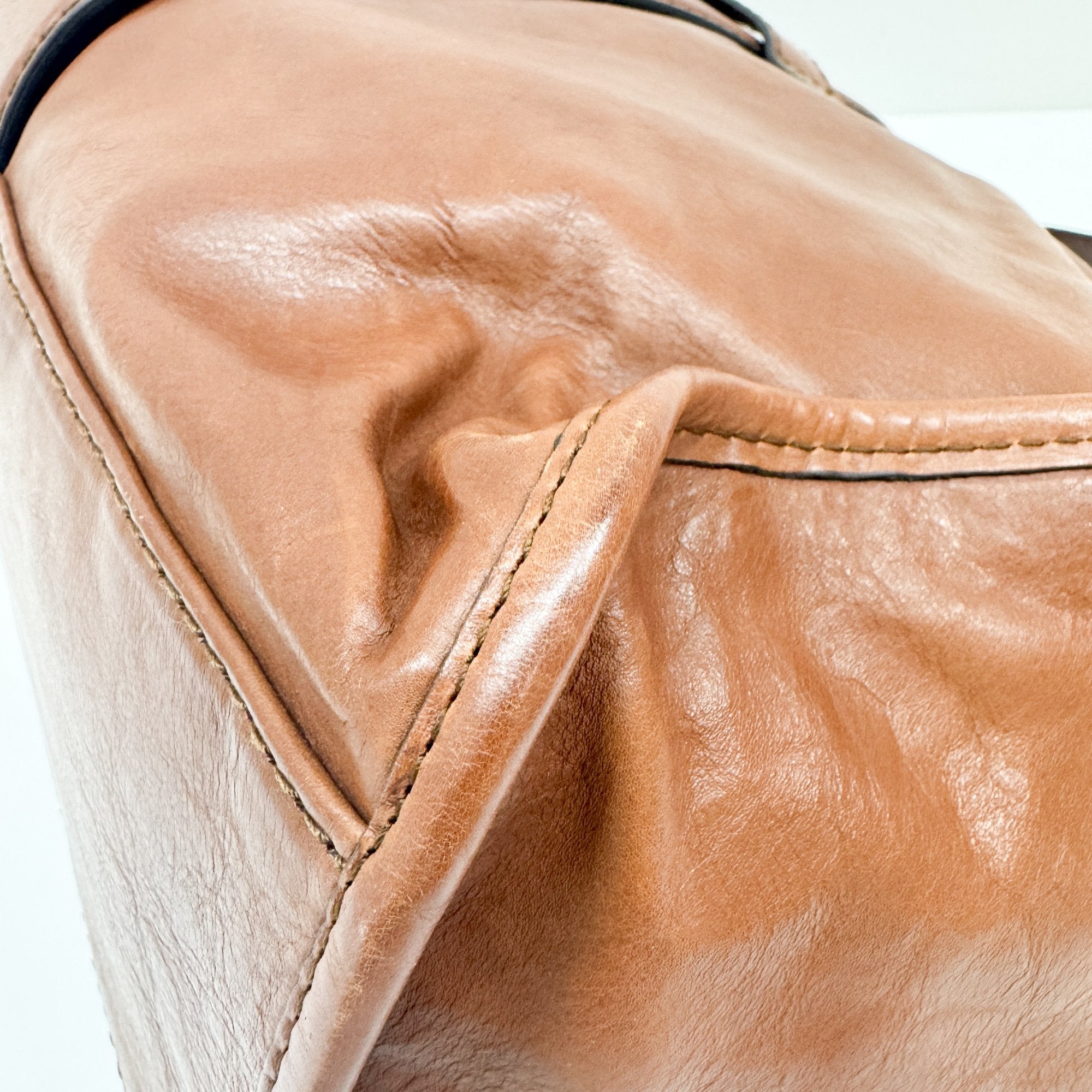 Stirrup Brown GG Canvas Leather Hobo Bag