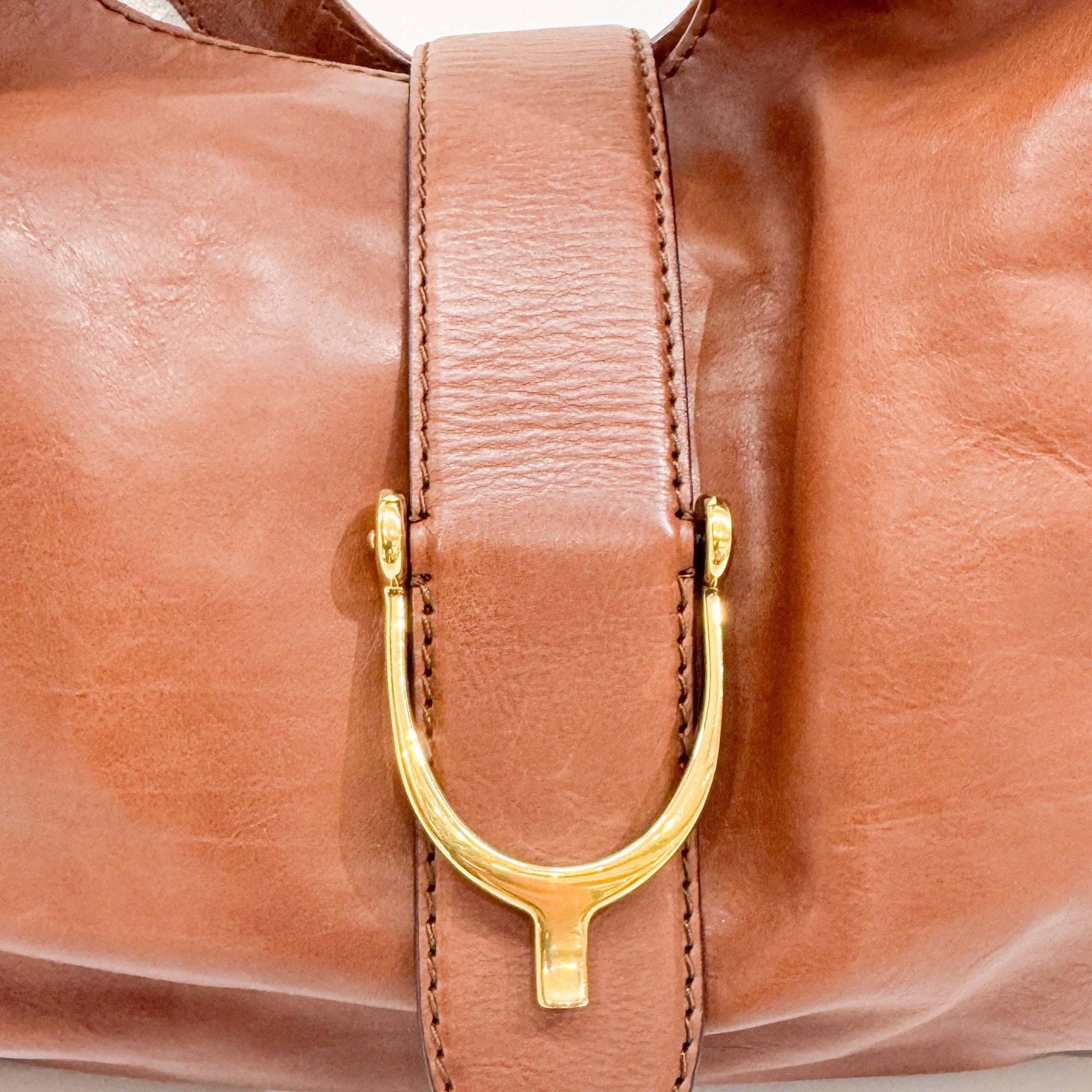 Stirrup Brown GG Canvas Leather Hobo Bag