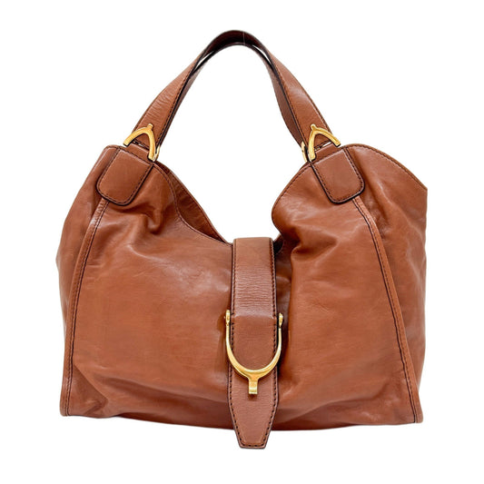 Stirrup Brown GG Canvas Leather Hobo Bag