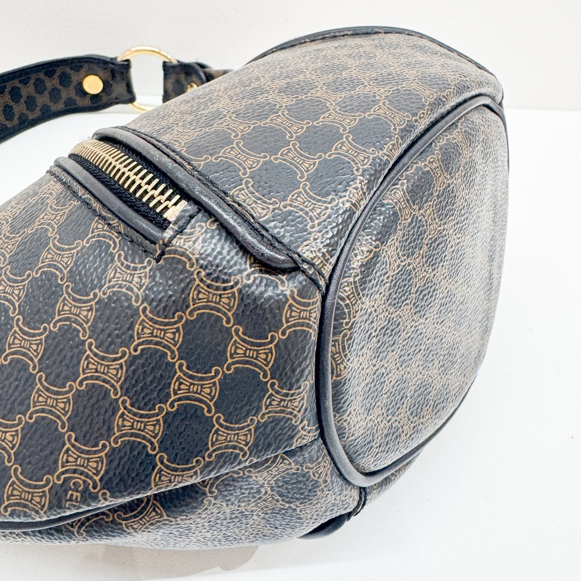 Black Macadam Triomphe Leather Hobo Bag