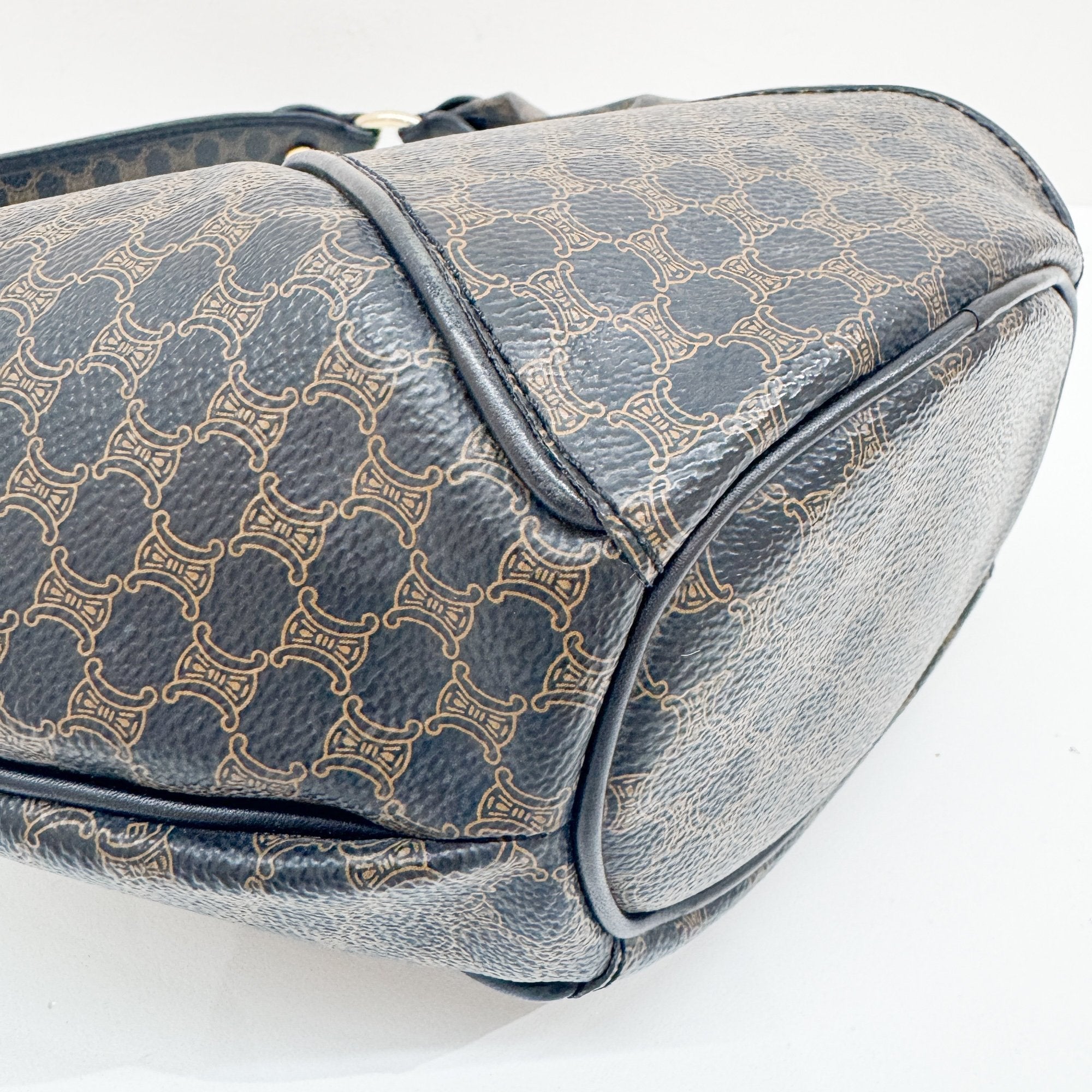 Black Macadam Triomphe Leather Hobo Bag