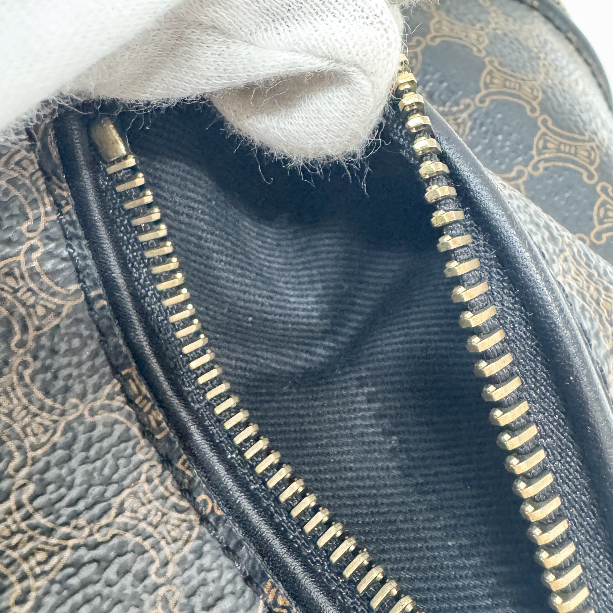 Black Macadam Triomphe Leather Hobo Bag