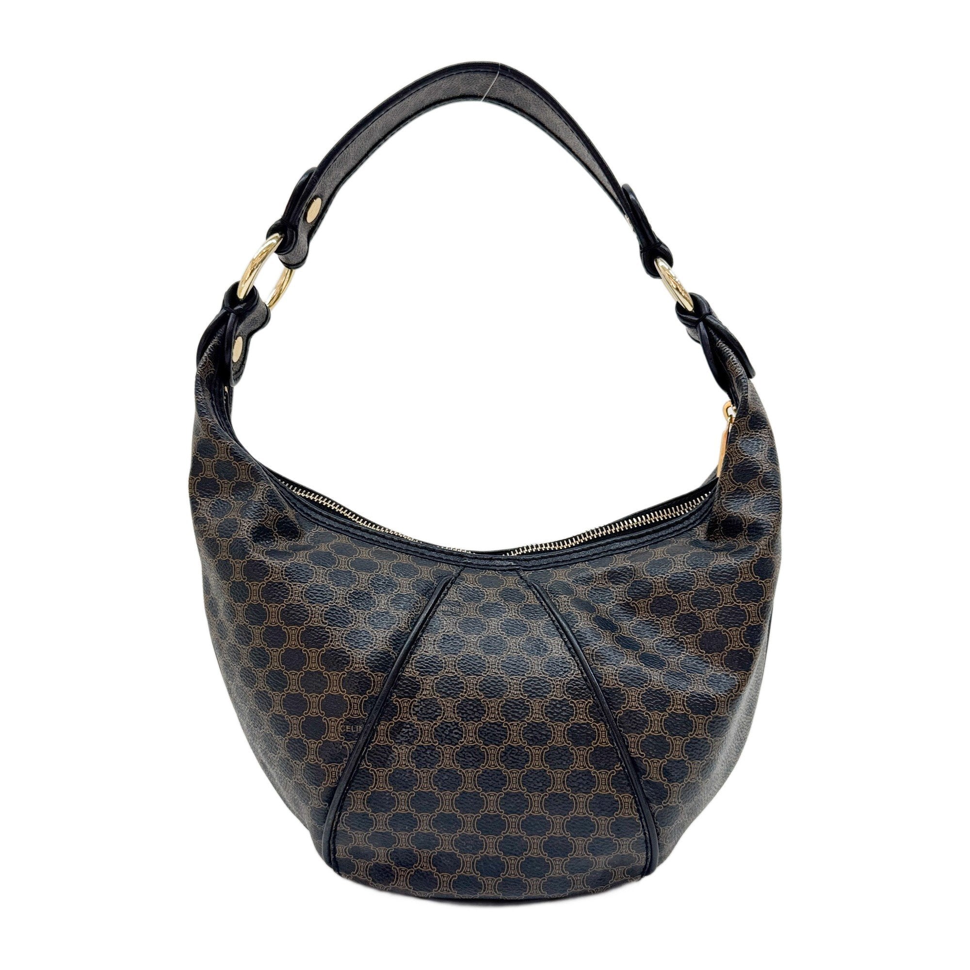 Black Macadam Triomphe Leather Hobo Bag