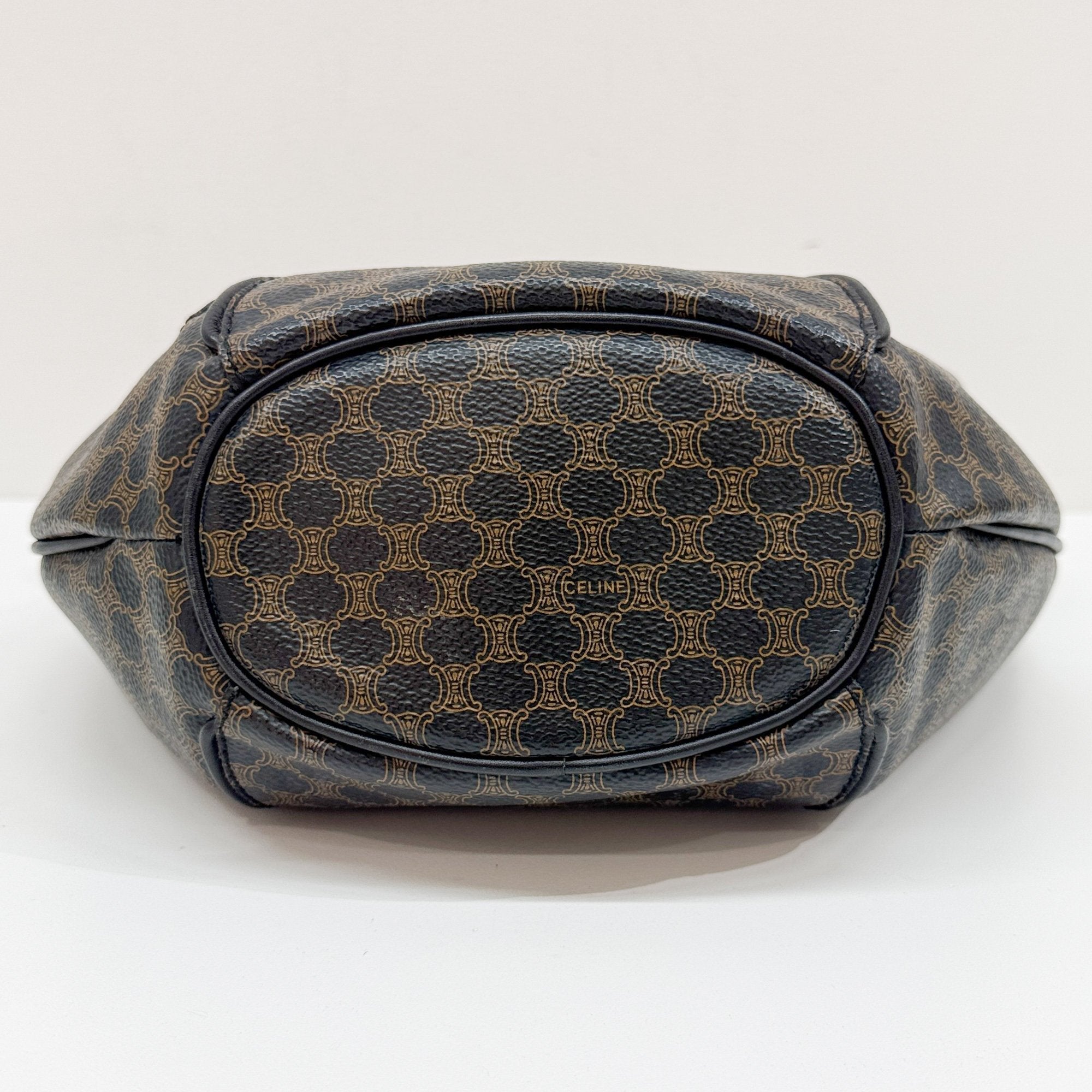 Black Macadam Triomphe Leather Hobo Bag