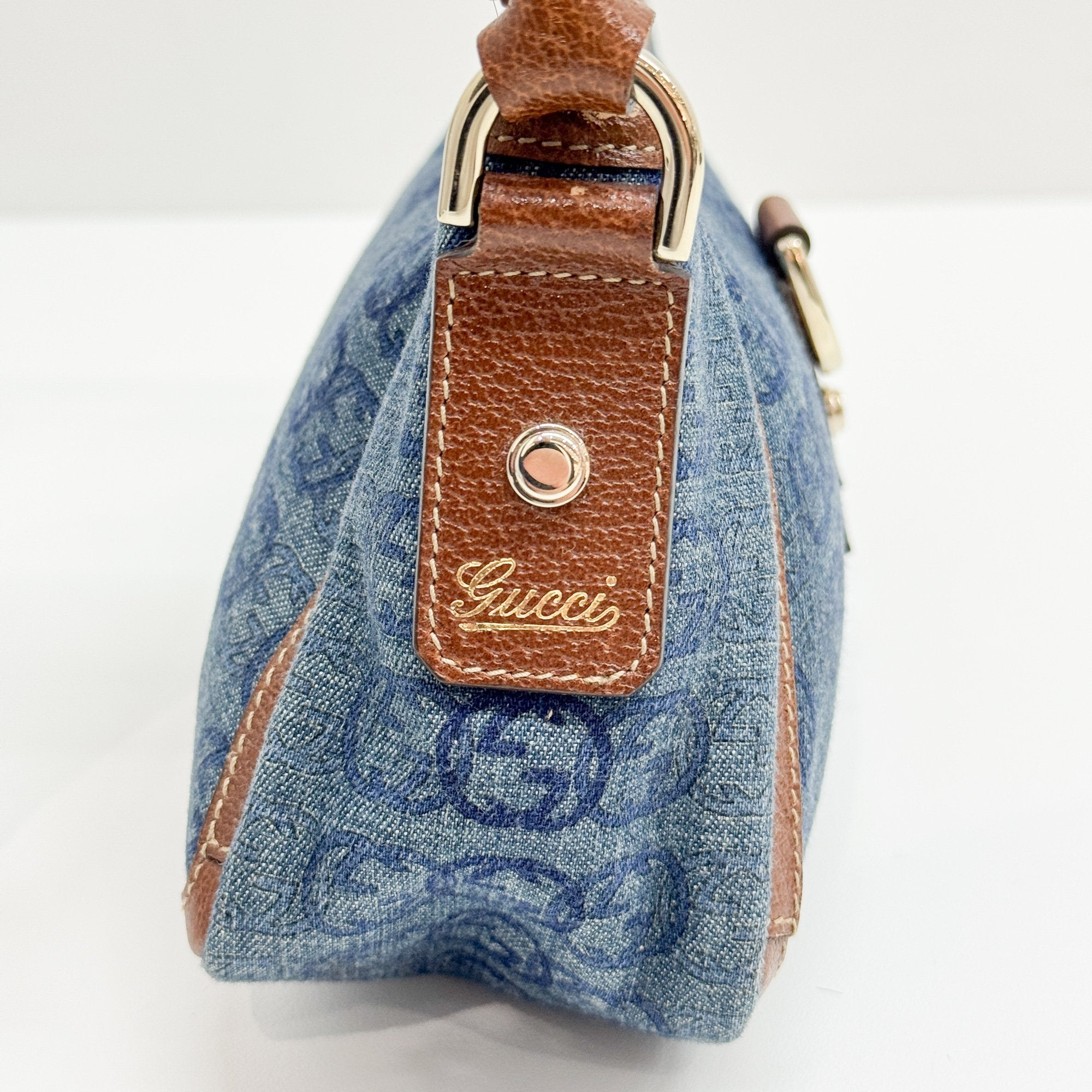 Abbey Blue GG Canvas Denim Shoulder Bag