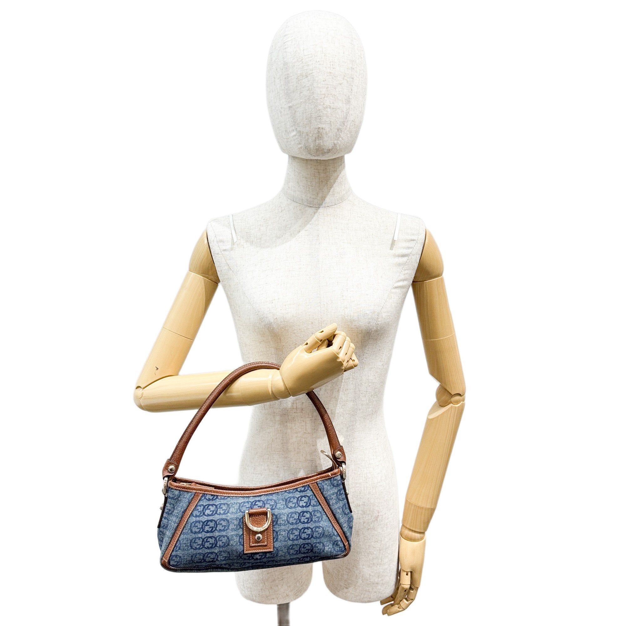 Abbey Blue GG Canvas Denim Shoulder Bag