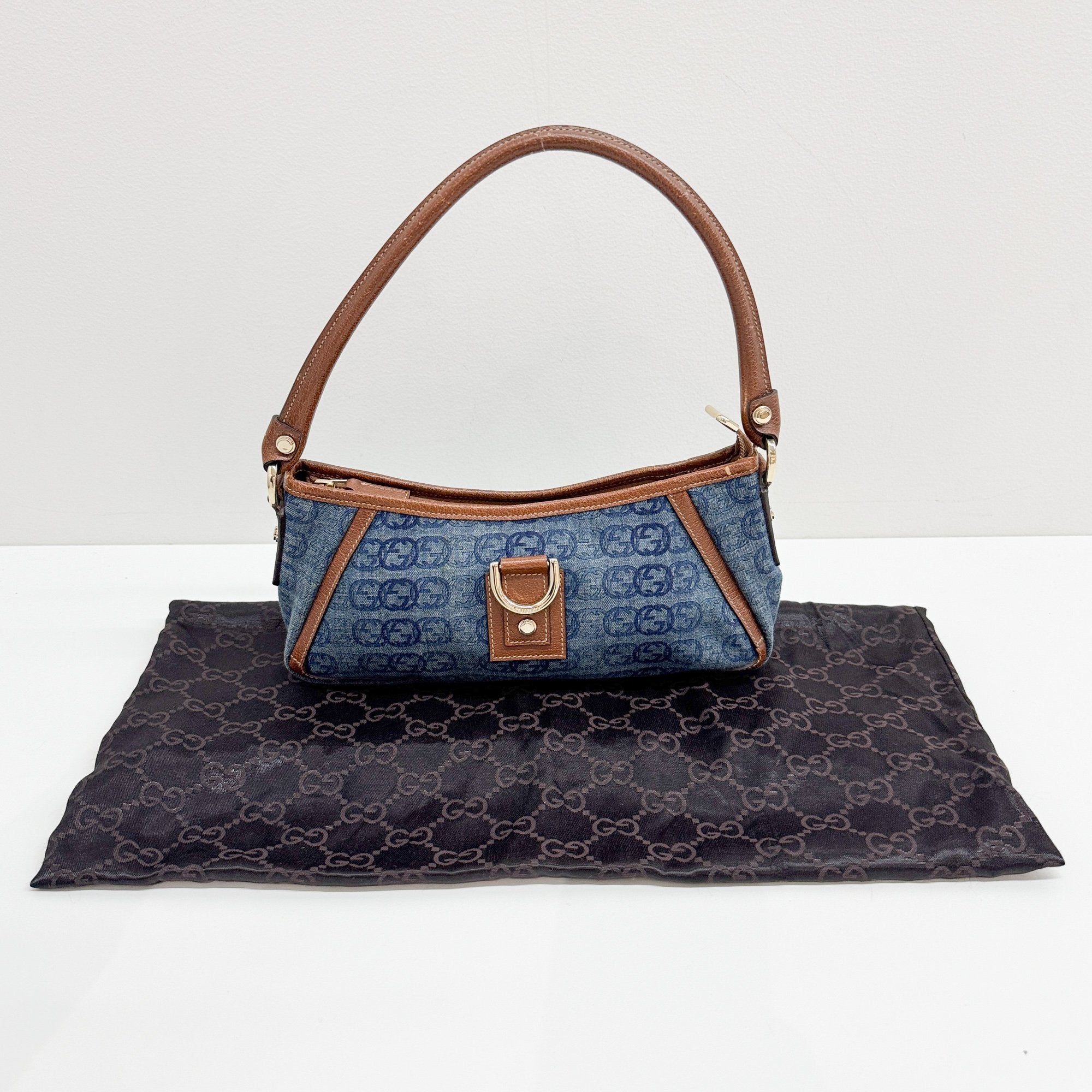 Abbey Blue GG Canvas Denim Shoulder Bag