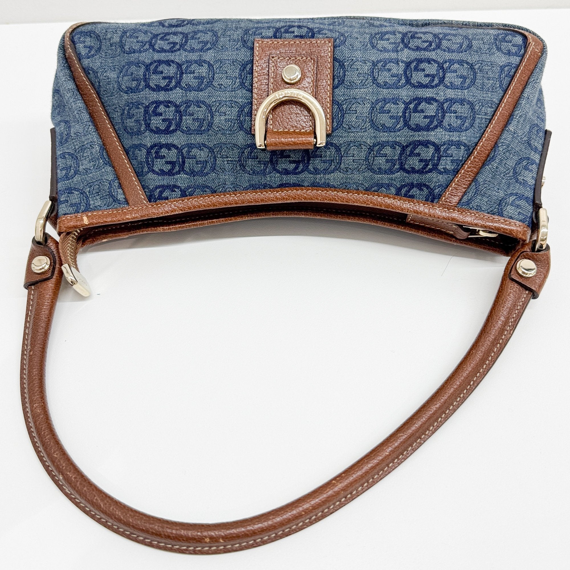 Abbey Blue GG Canvas Denim Shoulder Bag