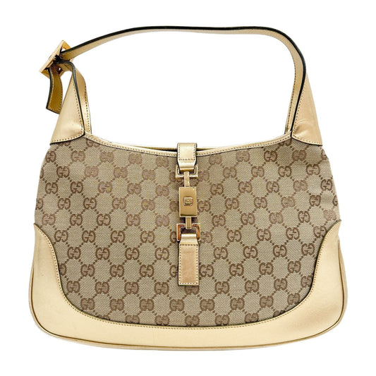 Jackie Gold GG Canvas Shoulder Bag