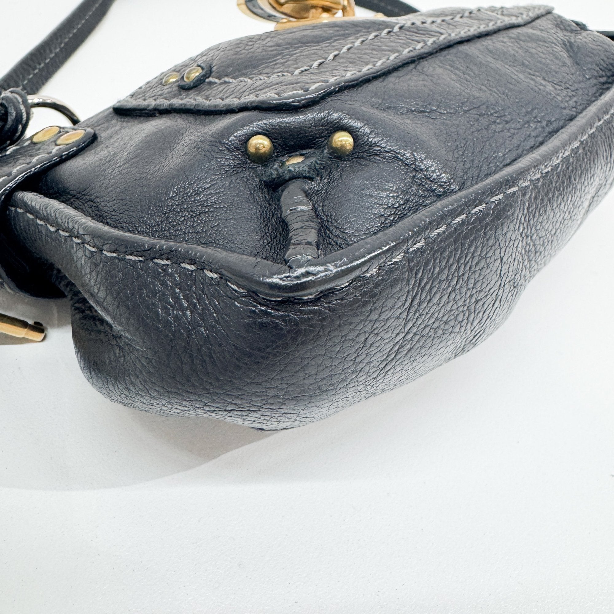 Paddington Pouch Black Leather Shoulder Bag