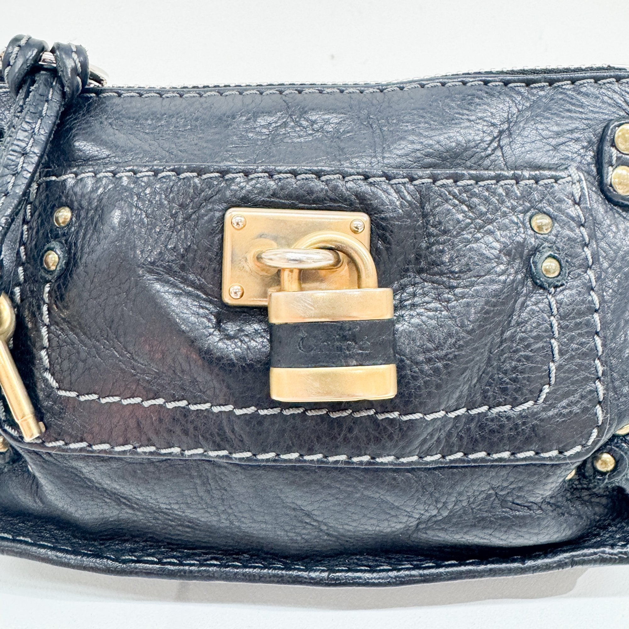 Paddington Pouch Black Leather Shoulder Bag