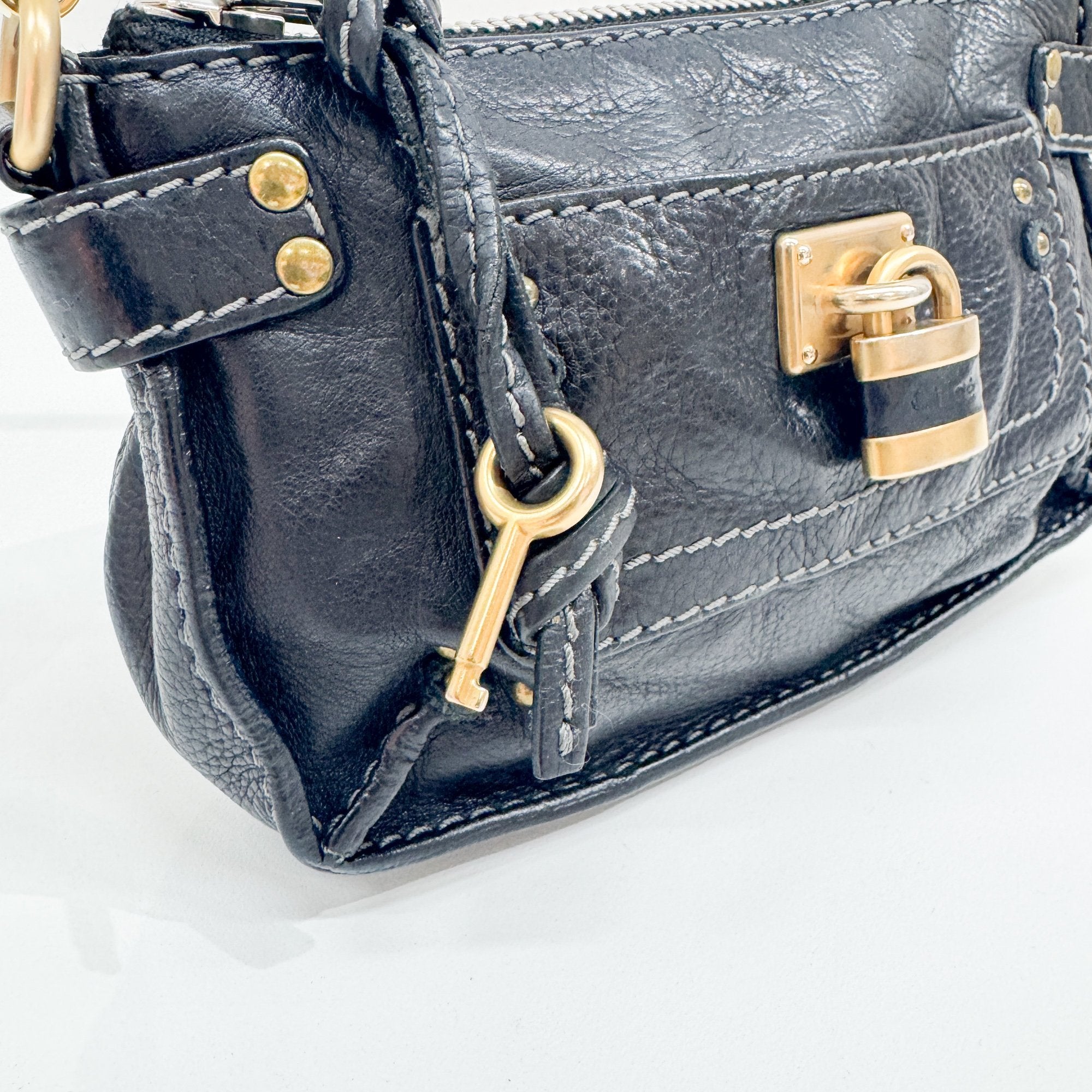 Paddington Pouch Black Leather Shoulder Bag
