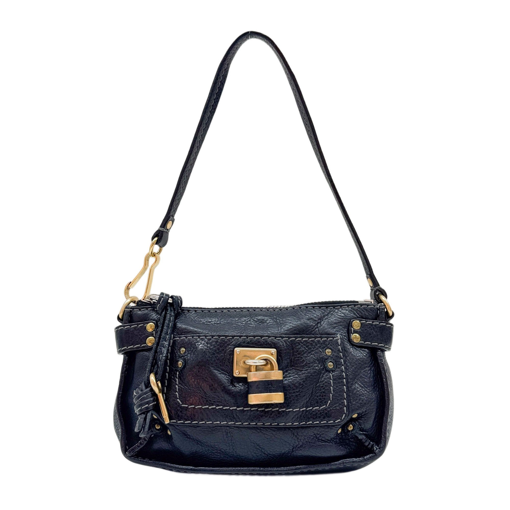 Paddington Pouch Black Leather Shoulder Bag