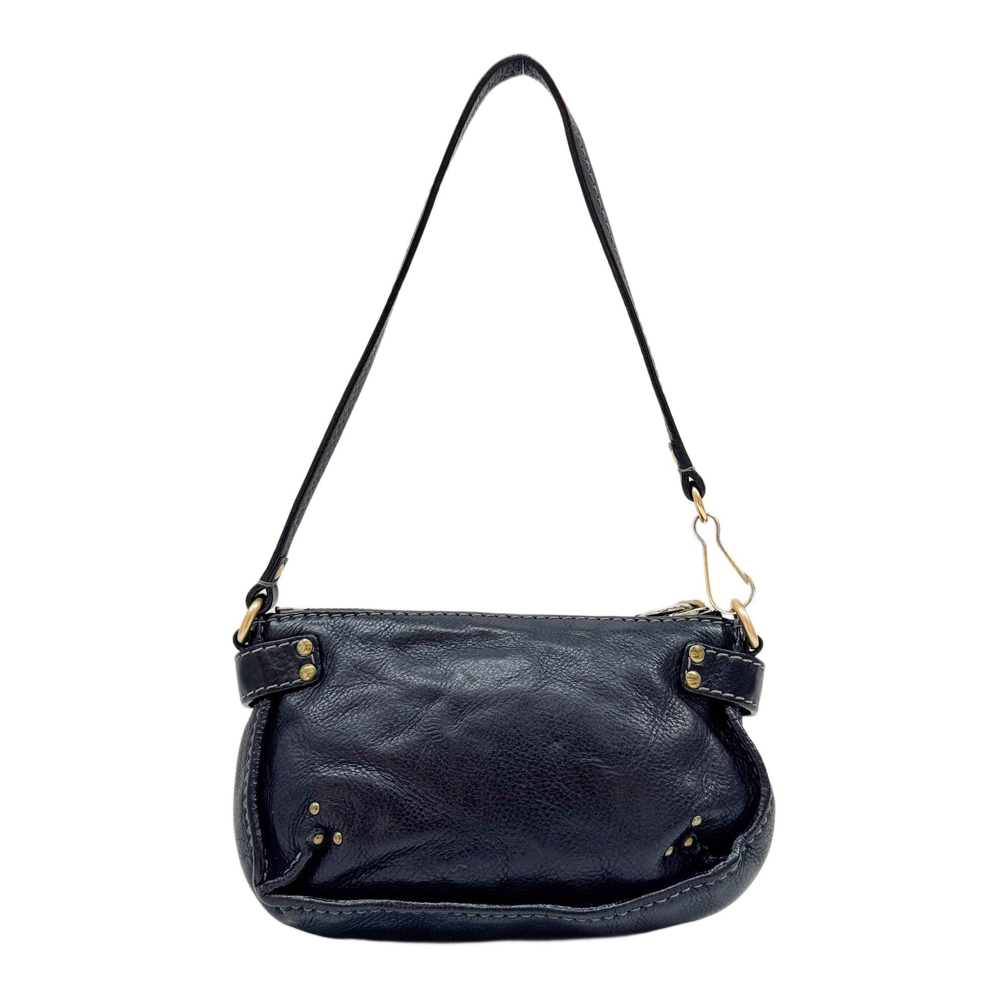 Paddington Pouch Black Leather Shoulder Bag