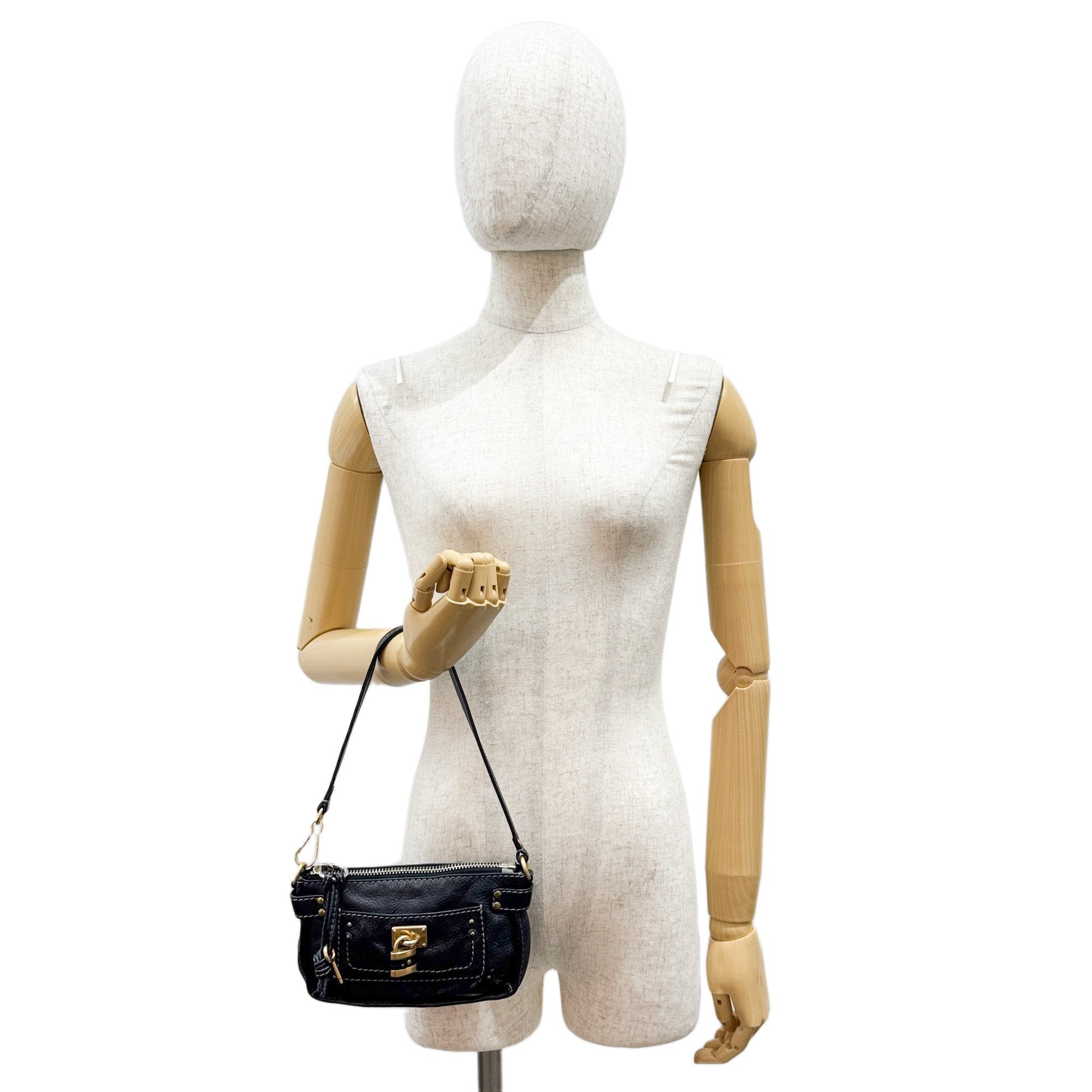 Paddington Pouch Black Leather Shoulder Bag