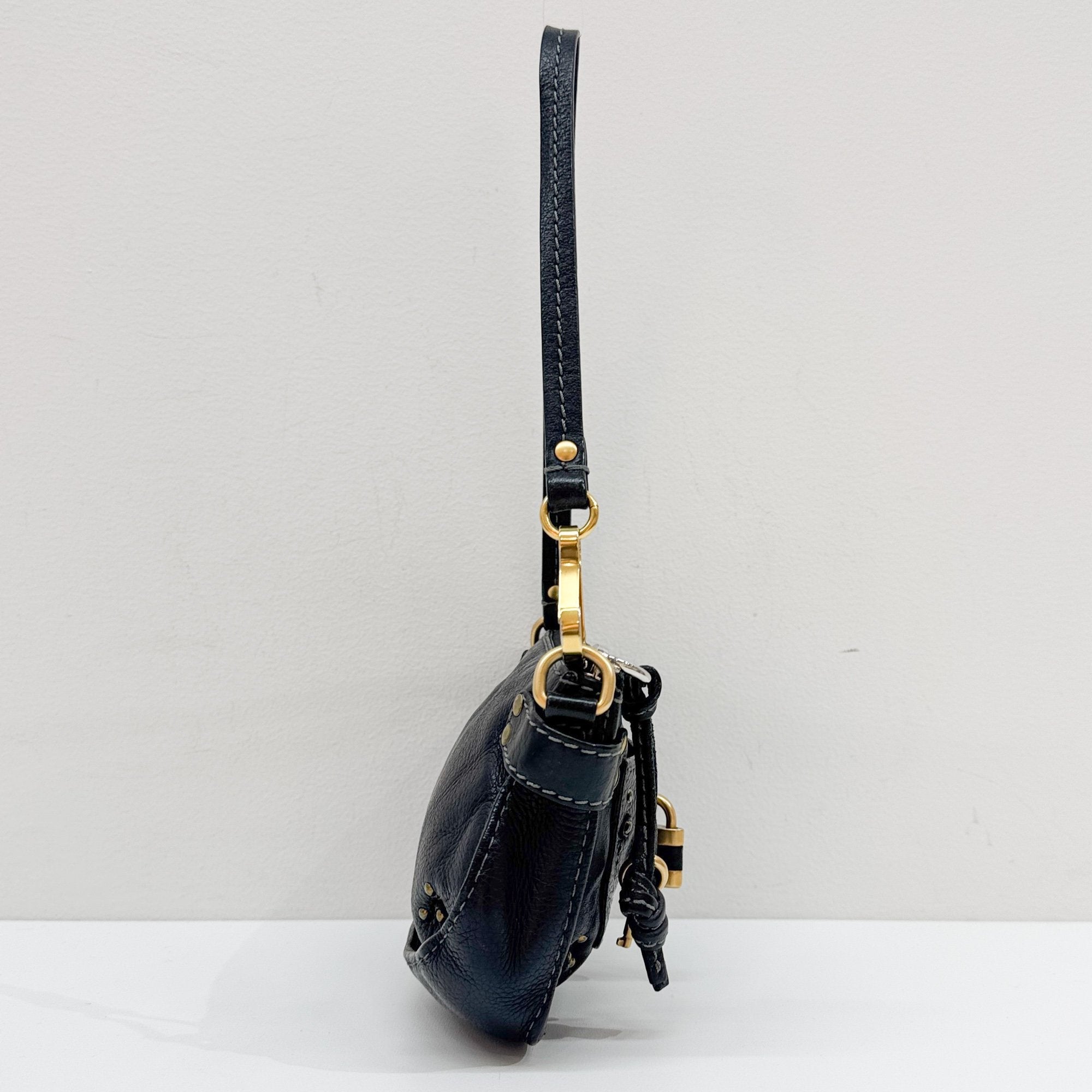 Paddington Pouch Black Leather Shoulder Bag