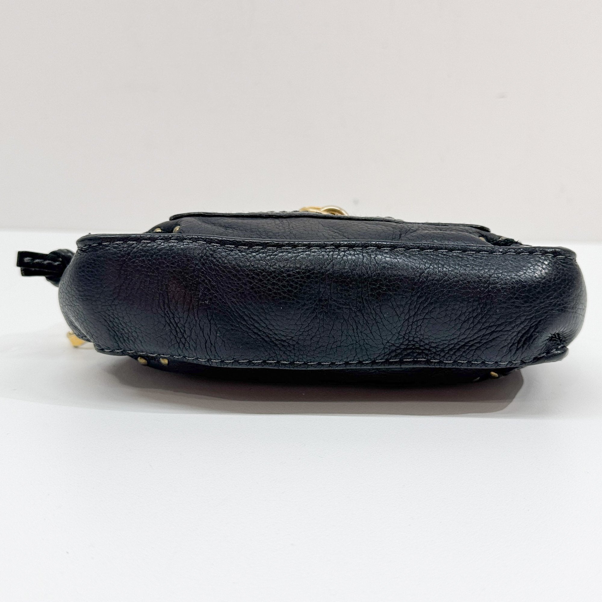 Paddington Pouch Black Leather Shoulder Bag