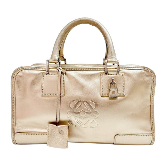 Amazona Gold Leather Hand Bag