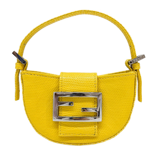 Mini Croissant Yellow Lizzard Embossed Leather Hand Bag