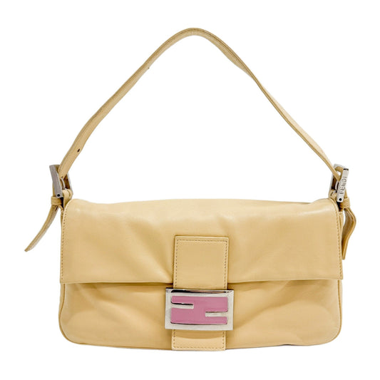Baguette Beige Leather Shoulder Bag
