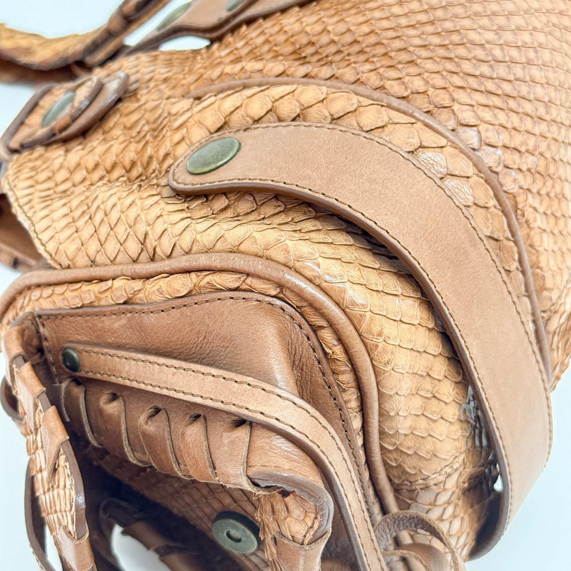 Silverado Brown Python Embossed Leather Shoulder Bag