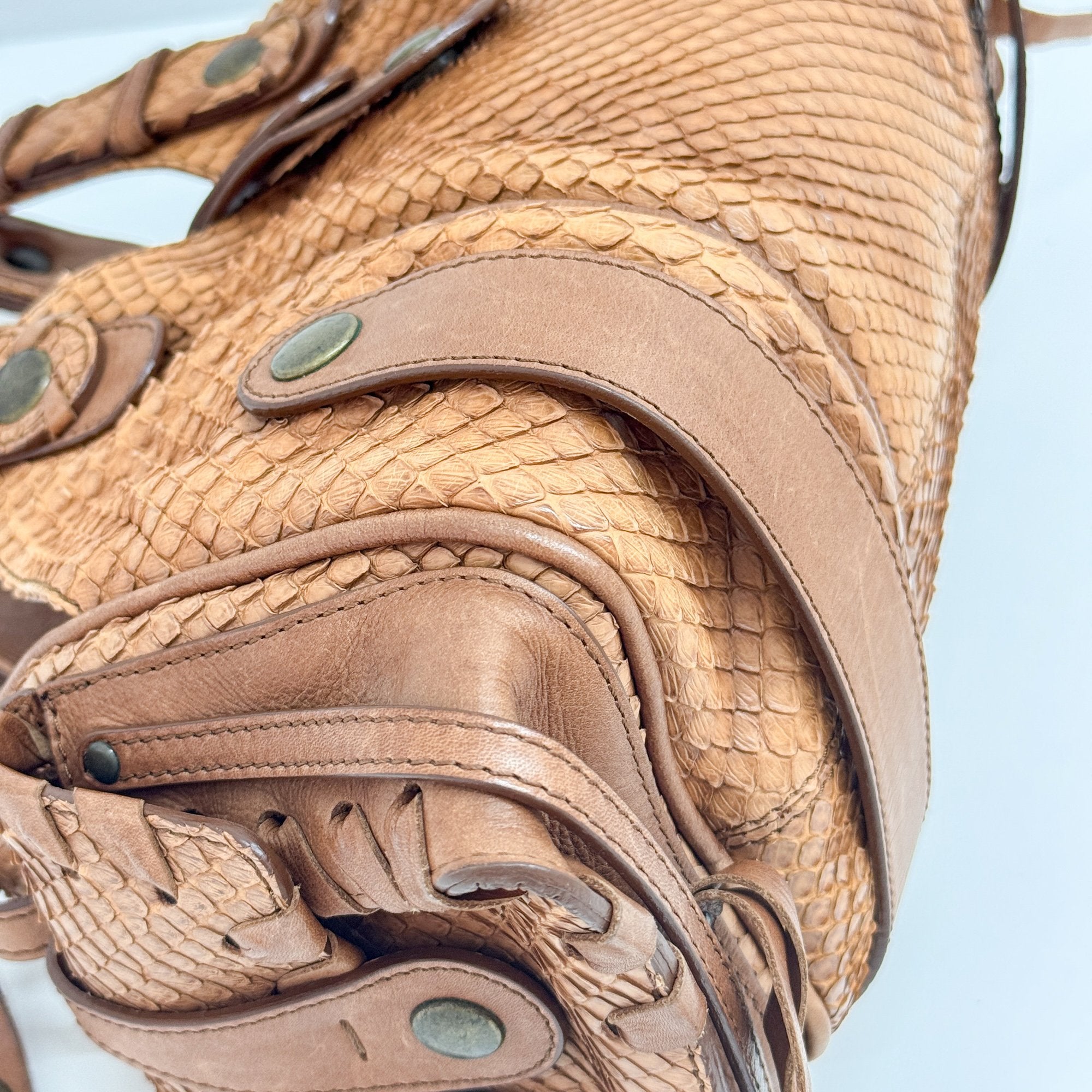Silverado Brown Python Embossed Leather Shoulder Bag
