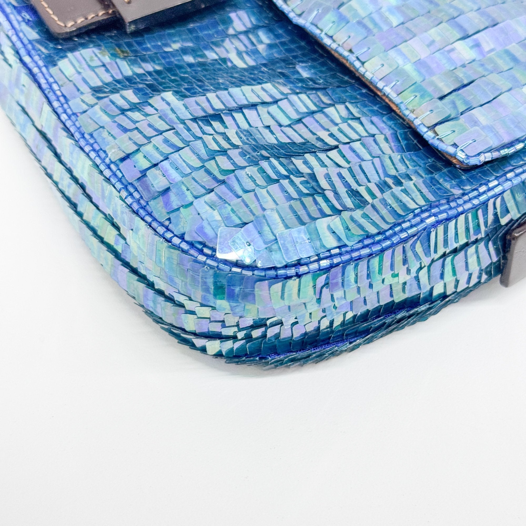 Baguette Blue Sequin Shoulder Bag