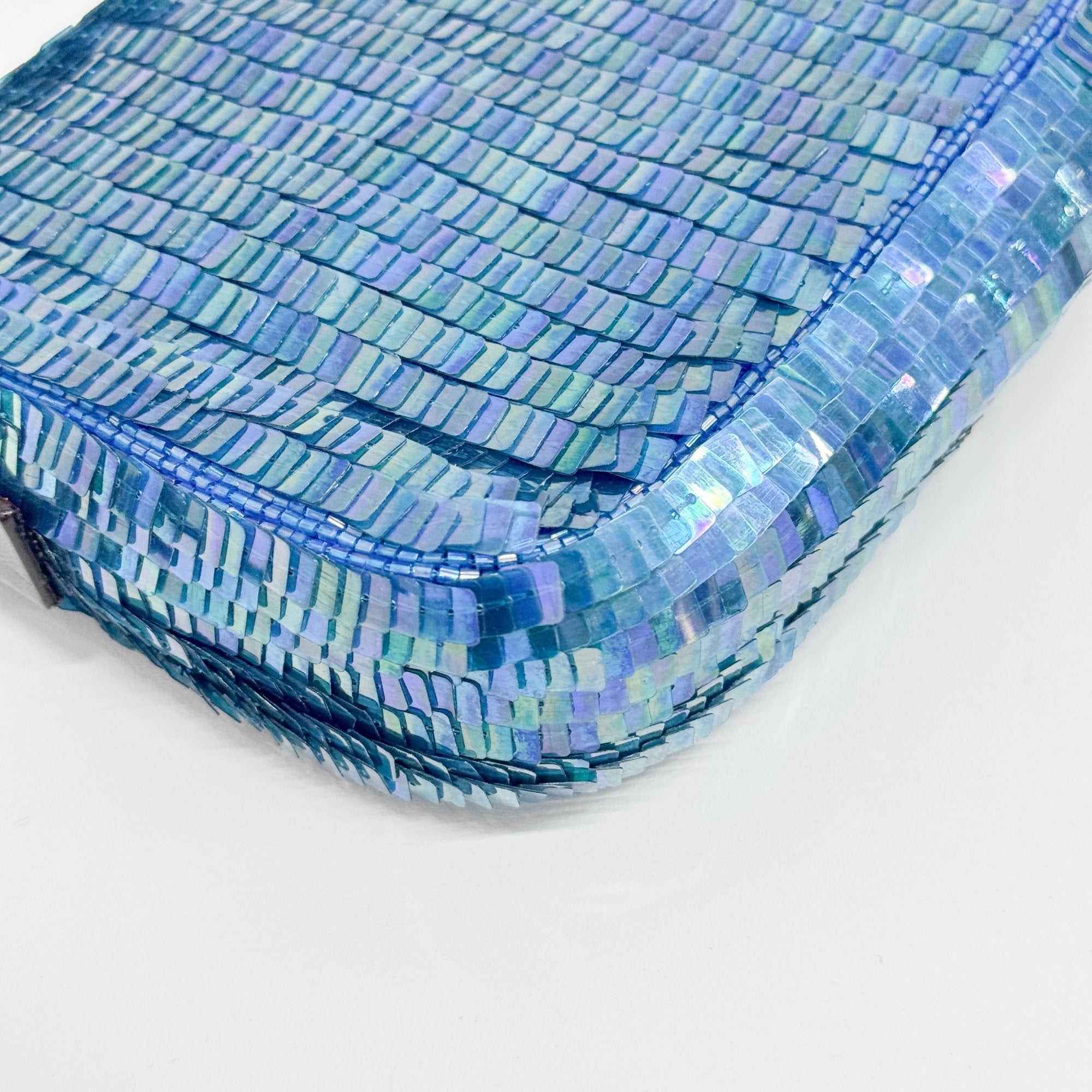 Baguette Blue Sequin Shoulder Bag
