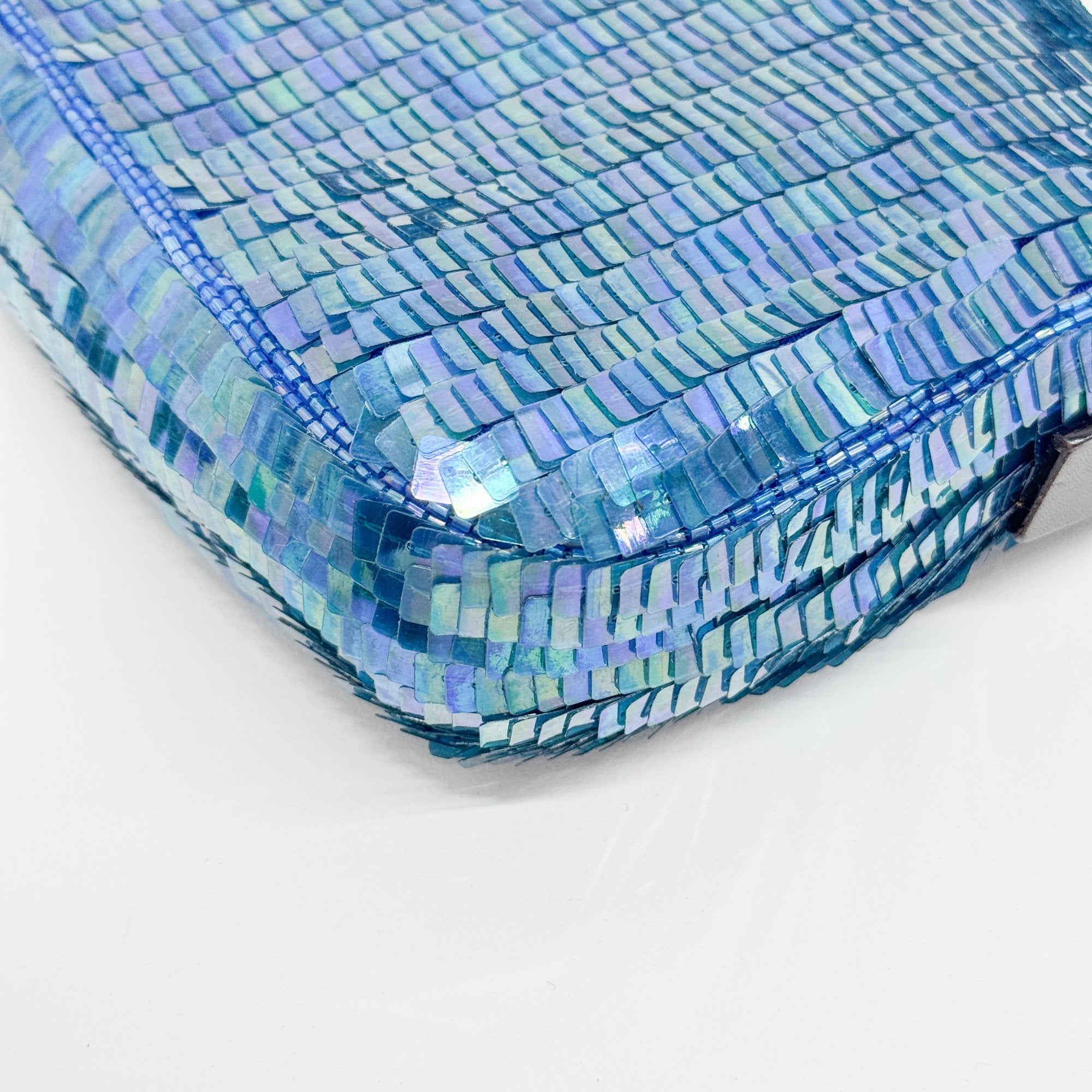 Baguette Blue Sequin Shoulder Bag