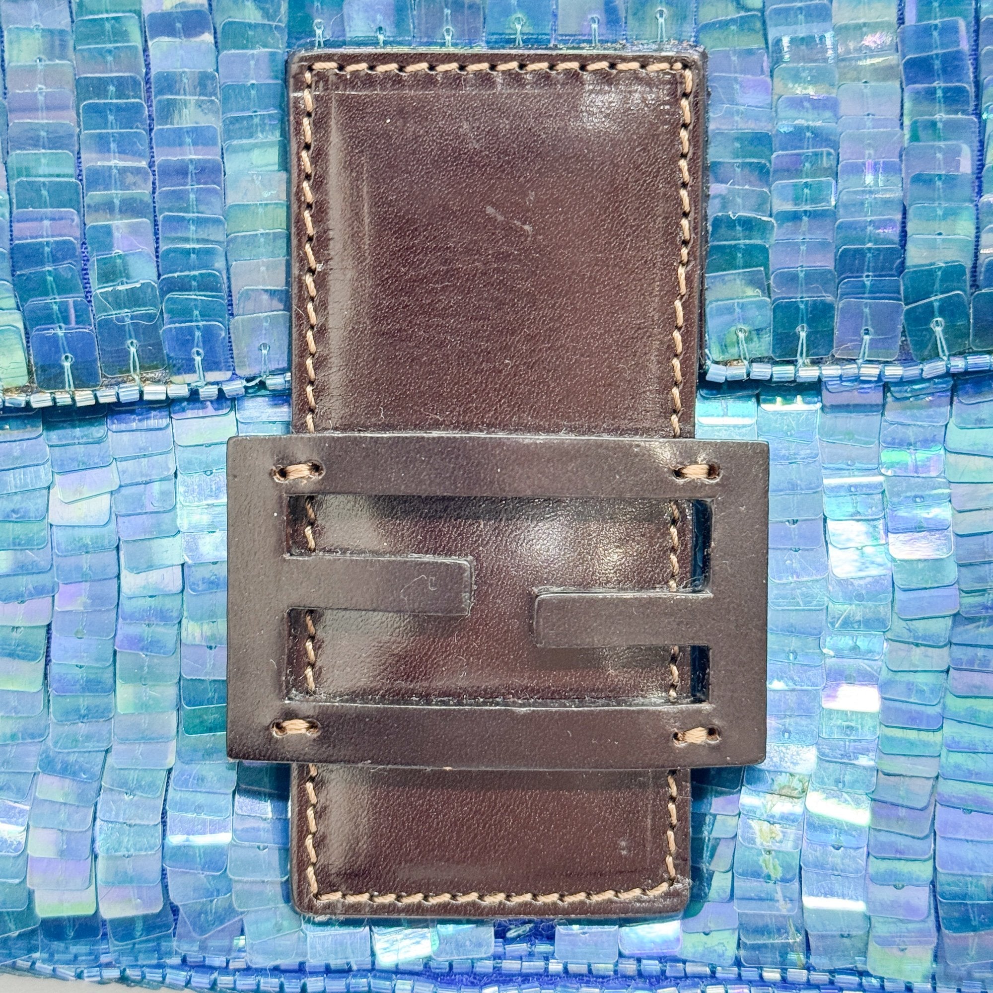 Baguette Blue Sequin Shoulder Bag