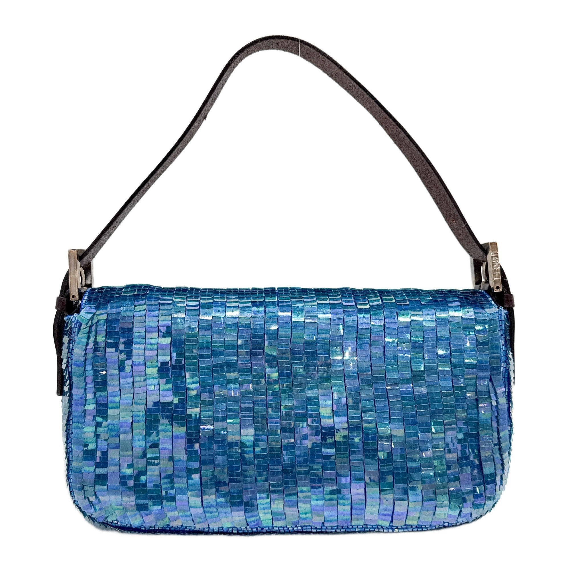 Baguette Blue Sequin Shoulder Bag