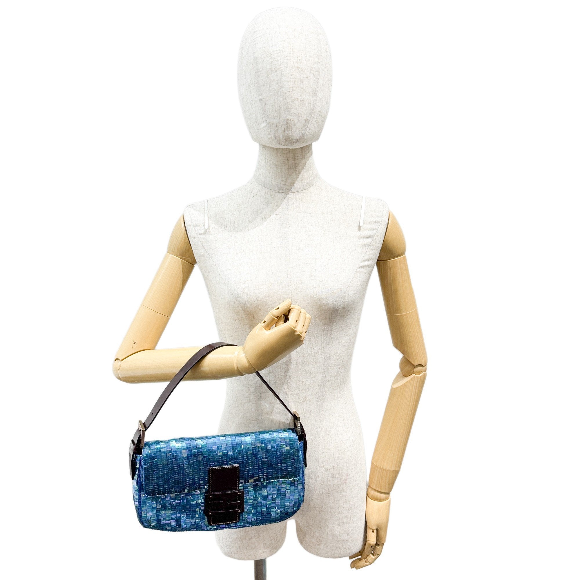 Baguette Blue Sequin Shoulder Bag