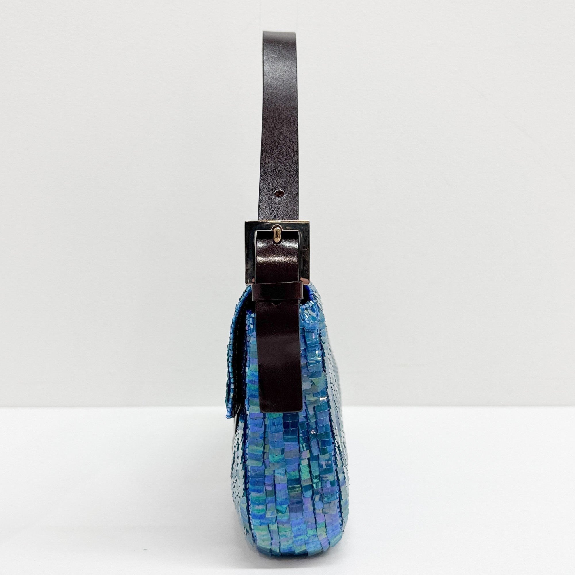 Baguette Blue Sequin Shoulder Bag