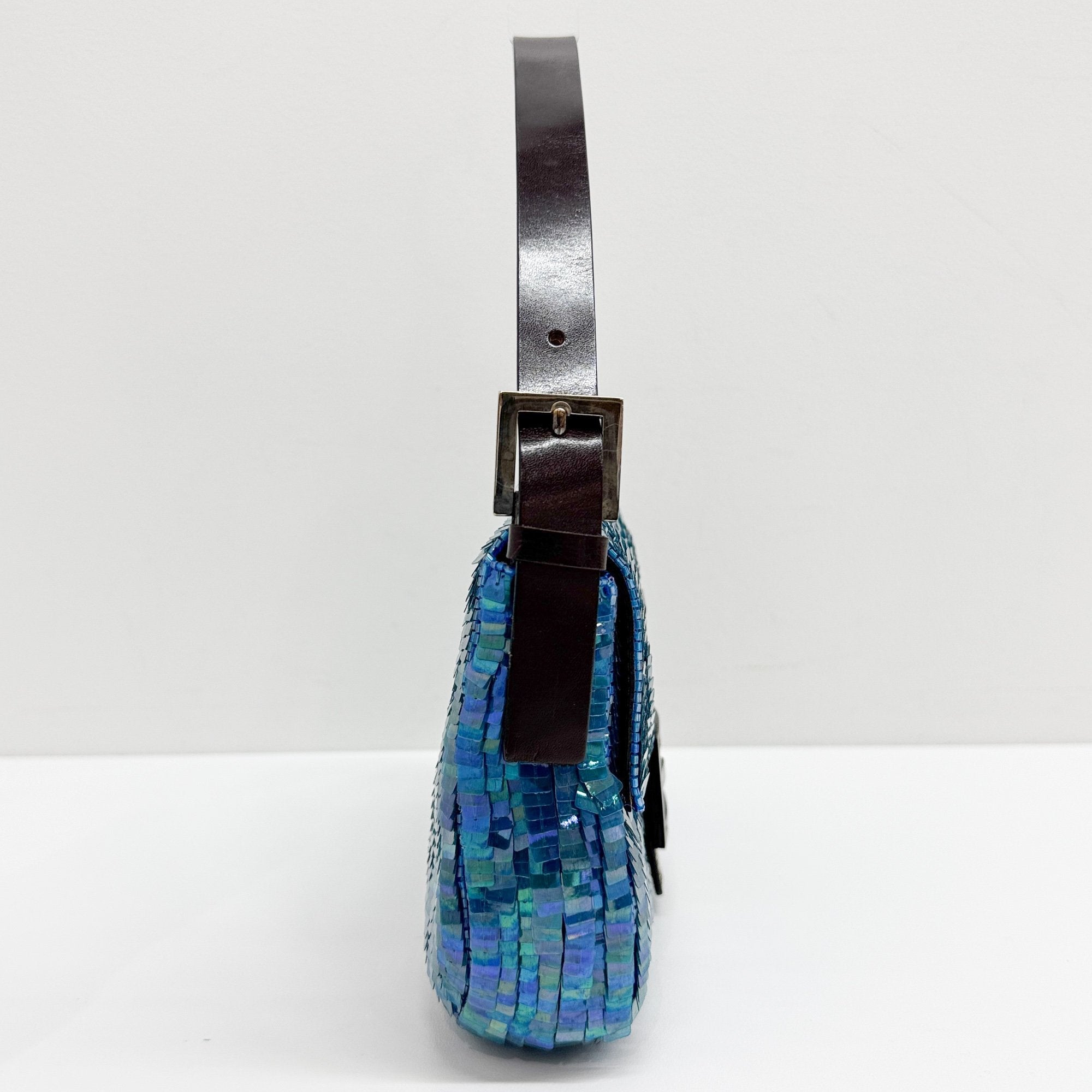 Baguette Blue Sequin Shoulder Bag