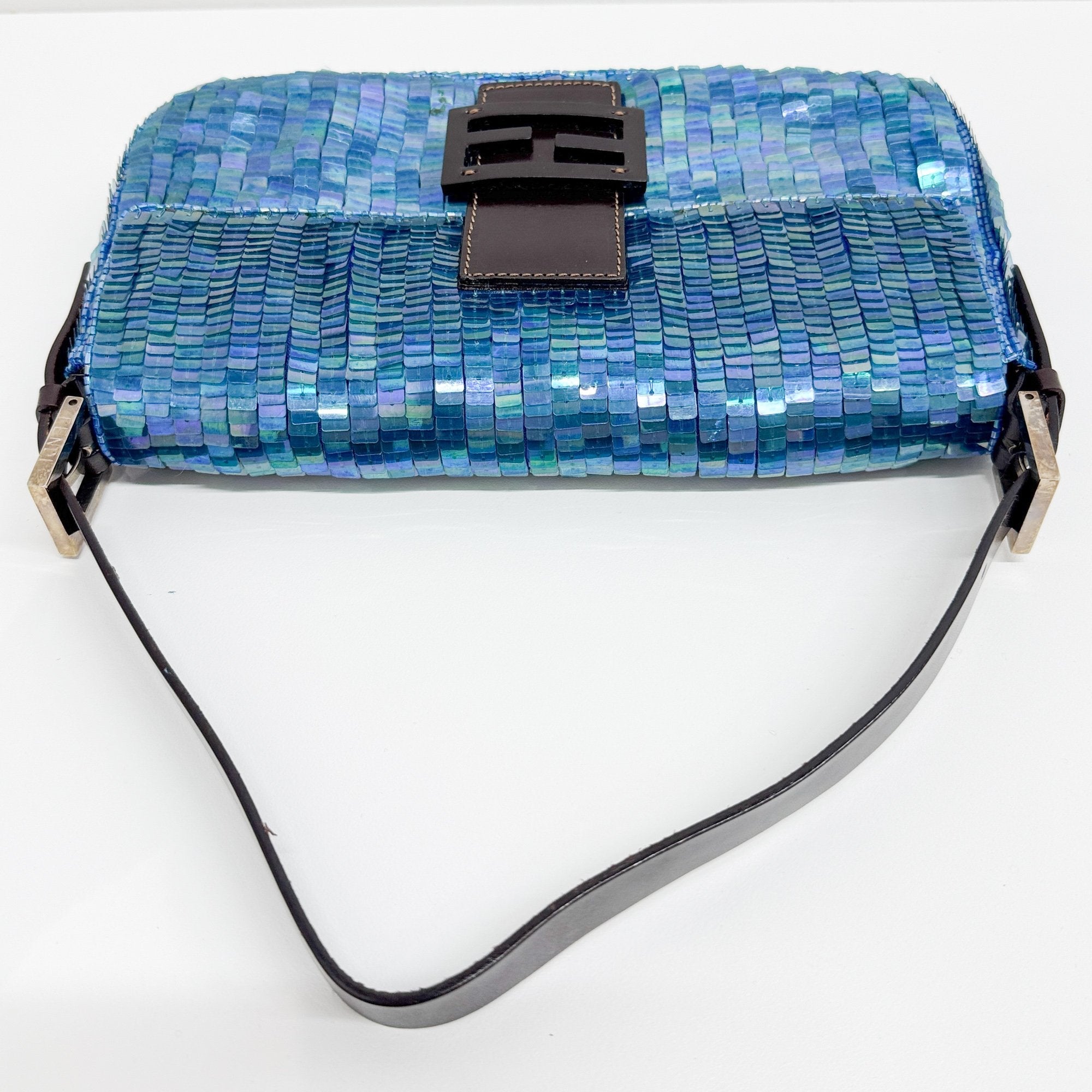 Baguette Blue Sequin Shoulder Bag