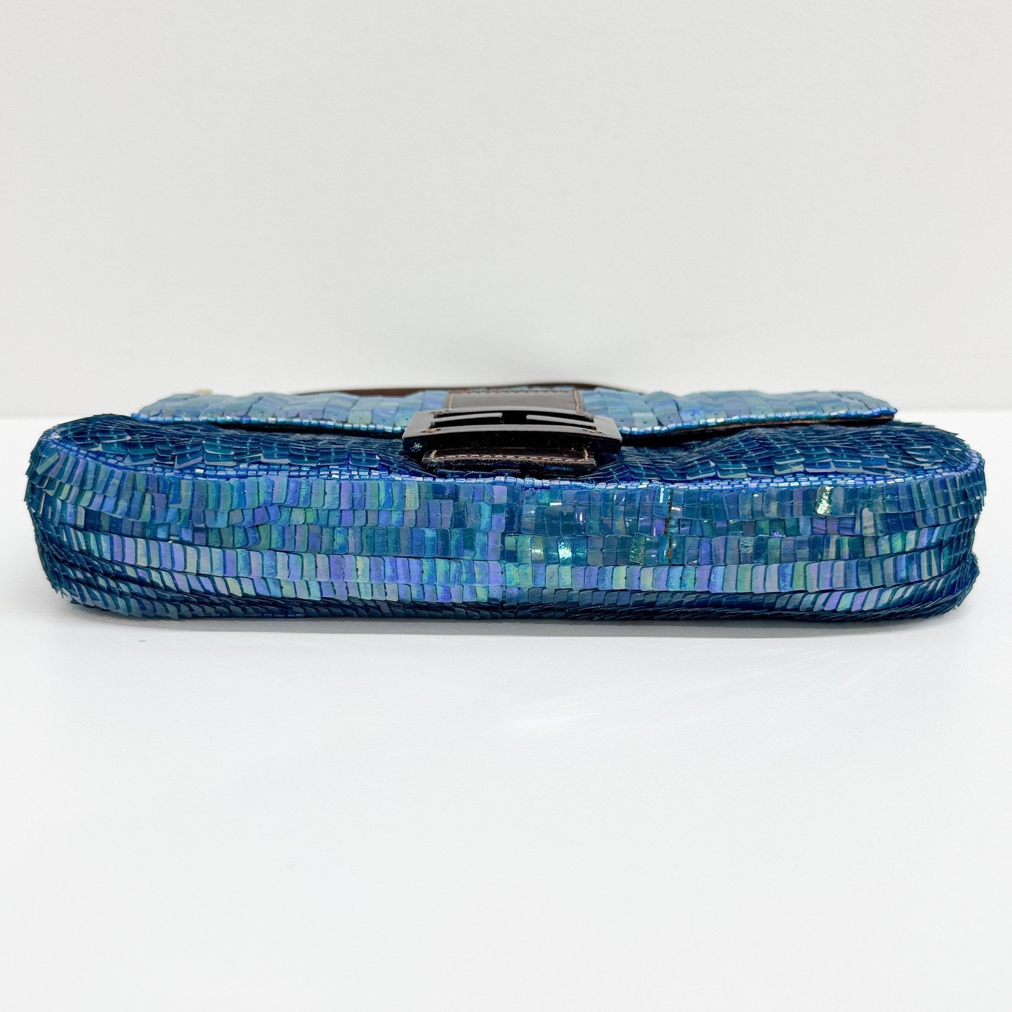 Baguette Blue Sequin Shoulder Bag
