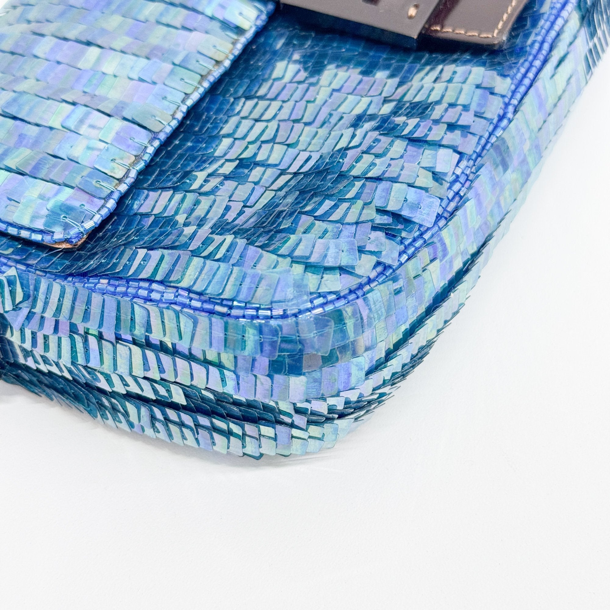 Baguette Blue Sequin Shoulder Bag