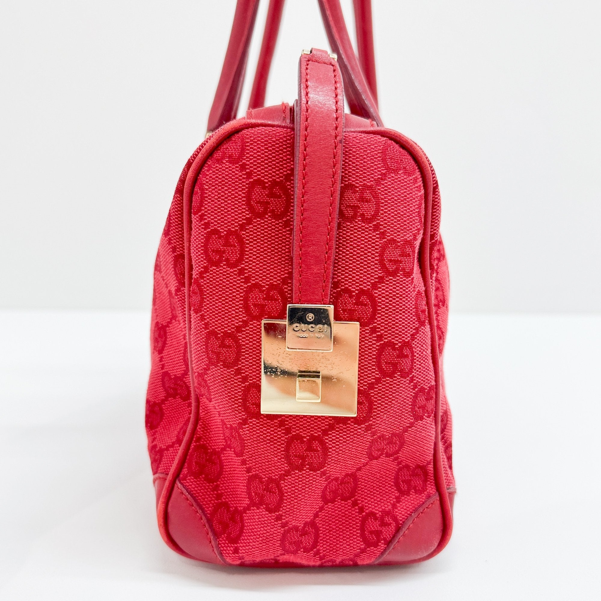 Small Boston Red GG Canvas Shoulder Bag