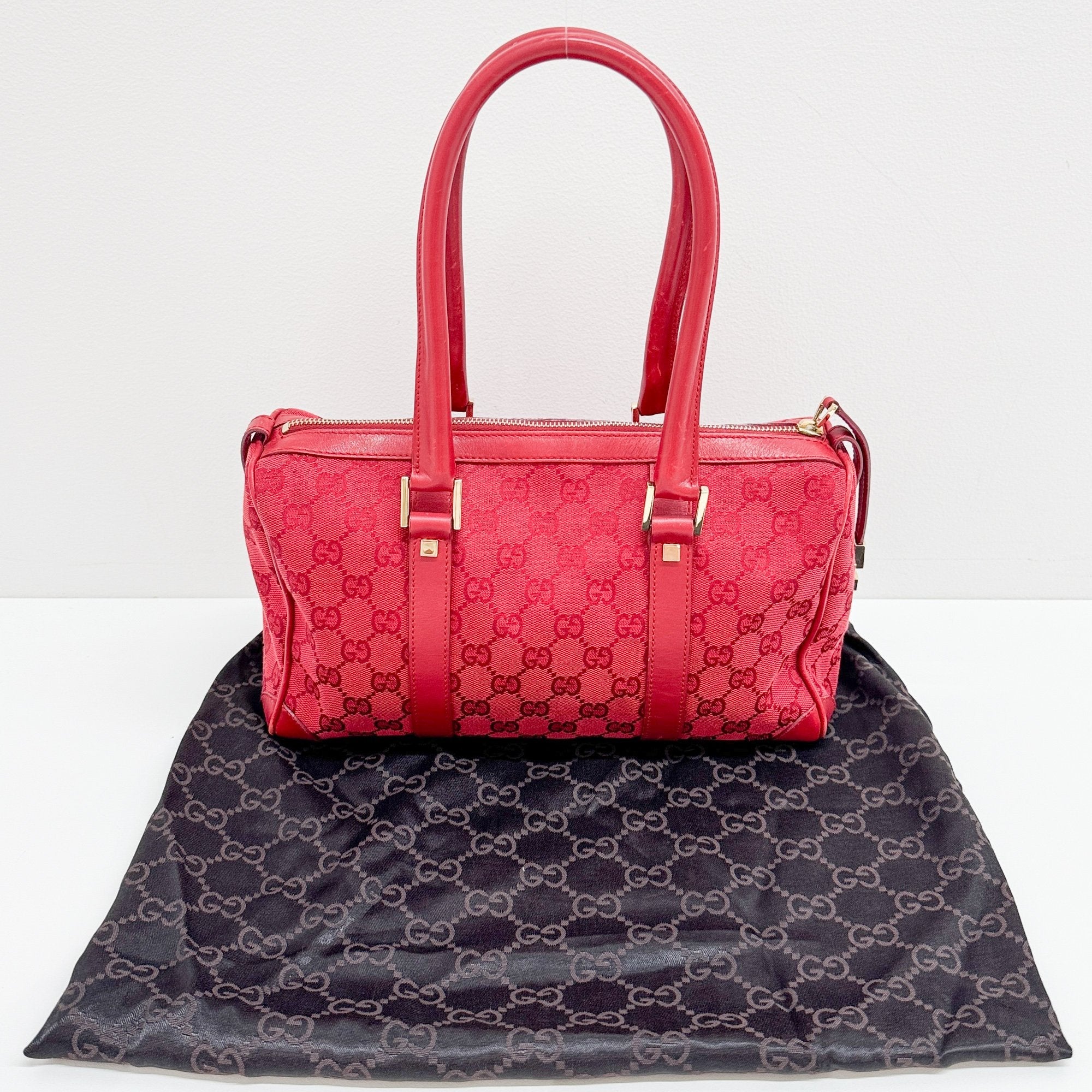 Small Boston Red GG Canvas Shoulder Bag