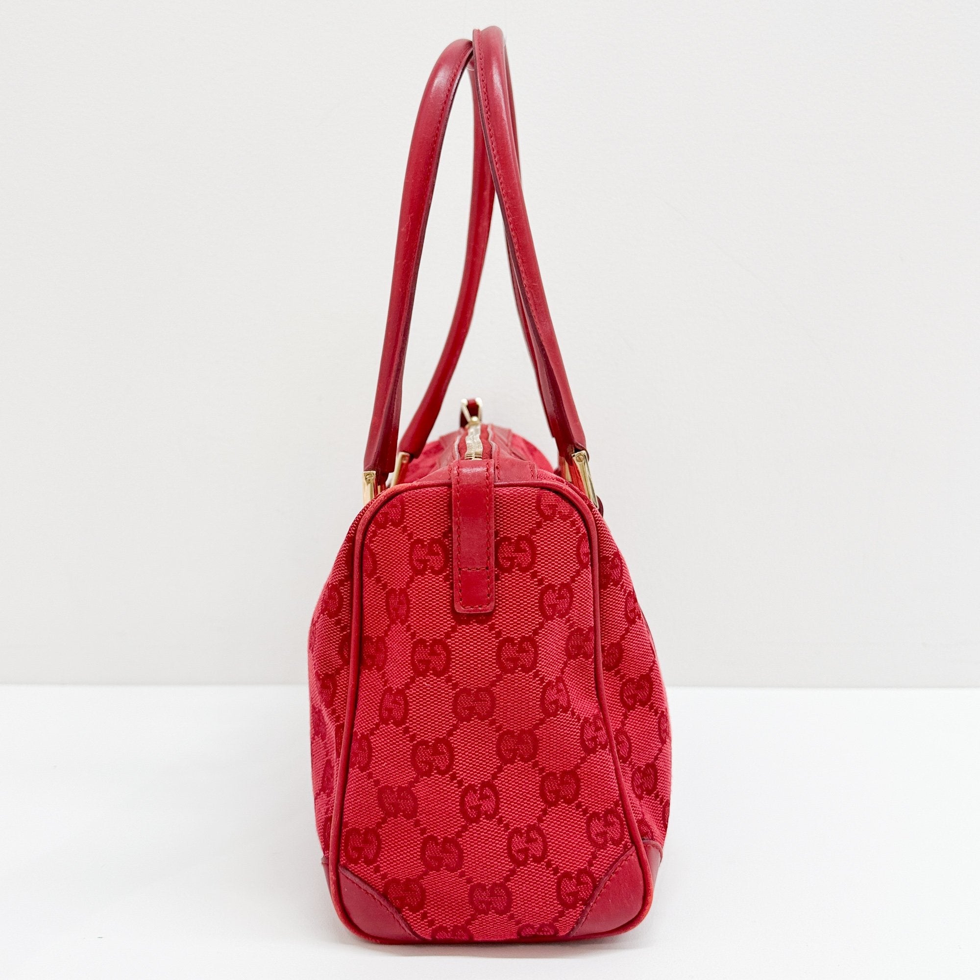 Small Boston Red GG Canvas Shoulder Bag