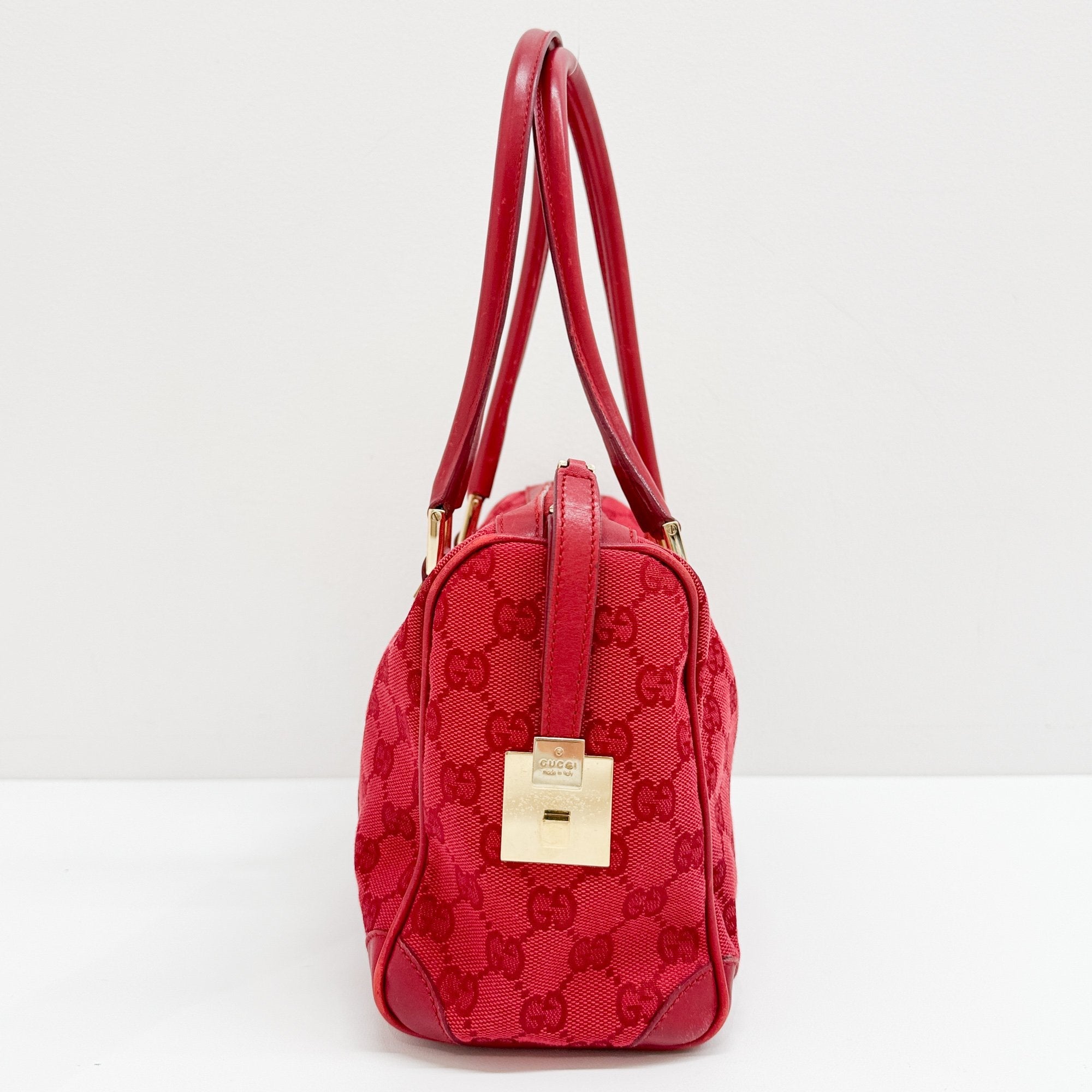 Small Boston Red GG Canvas Shoulder Bag