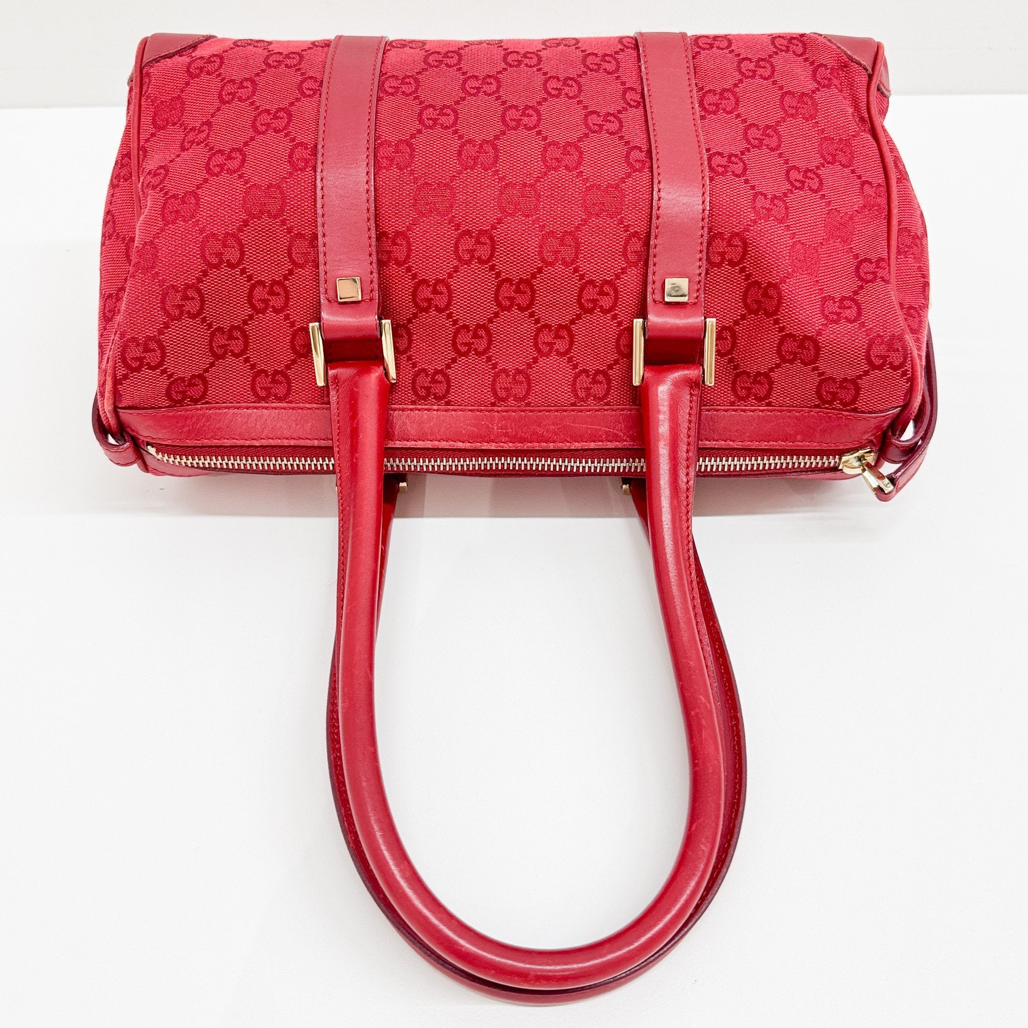 Small Boston Red GG Canvas Shoulder Bag